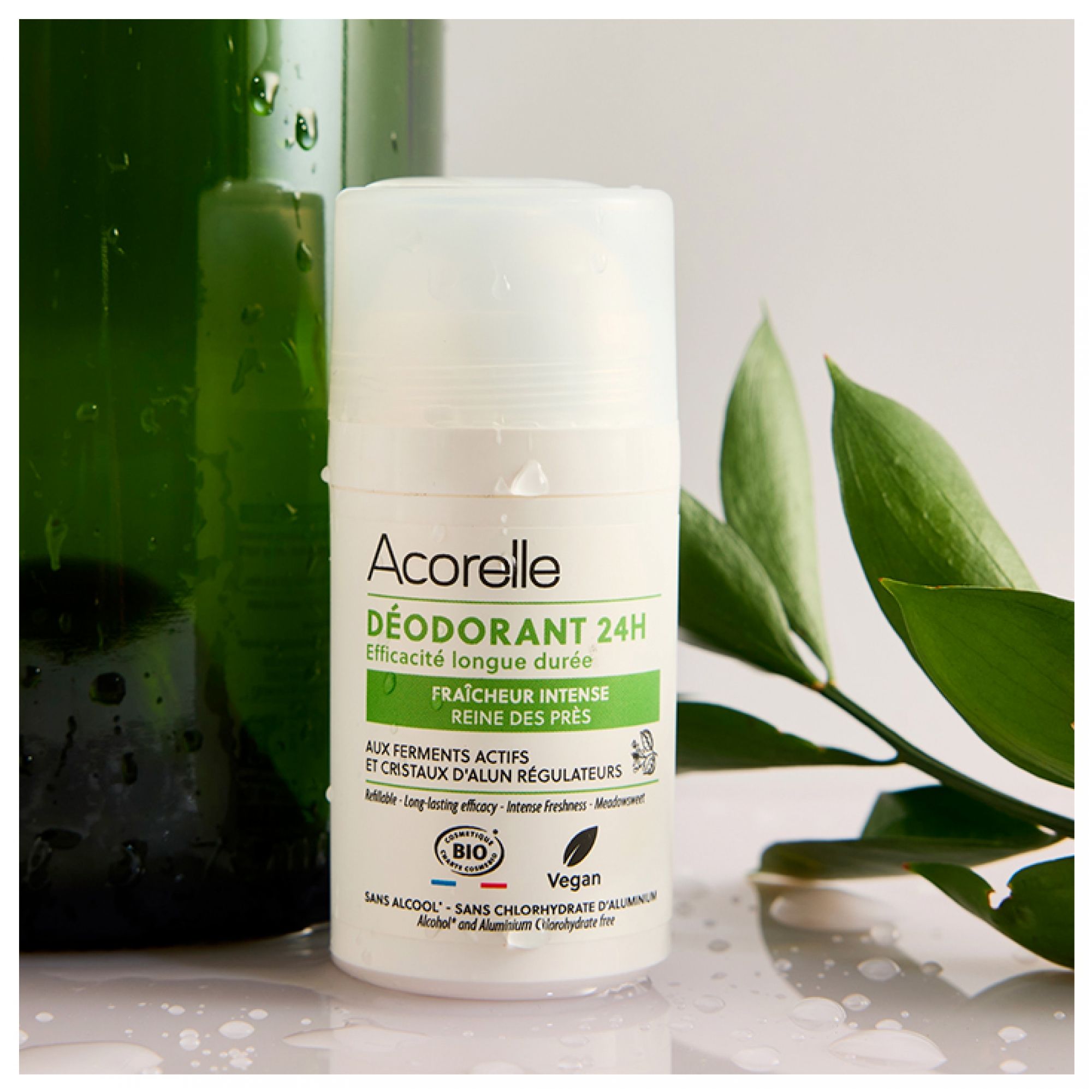 Acorelle Deodorant Roll-On mit intensivem Frischeduft, 24h Schutz. Bio- und Vegan-zertifiziert.