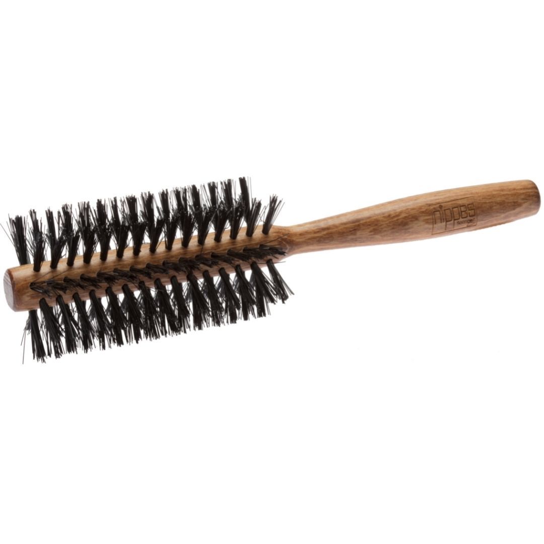 nippes Solingen Rundbürste, Ø 48 mm, 8 Reihen, Rosshaar-Nylon-Mix, Buchenholz