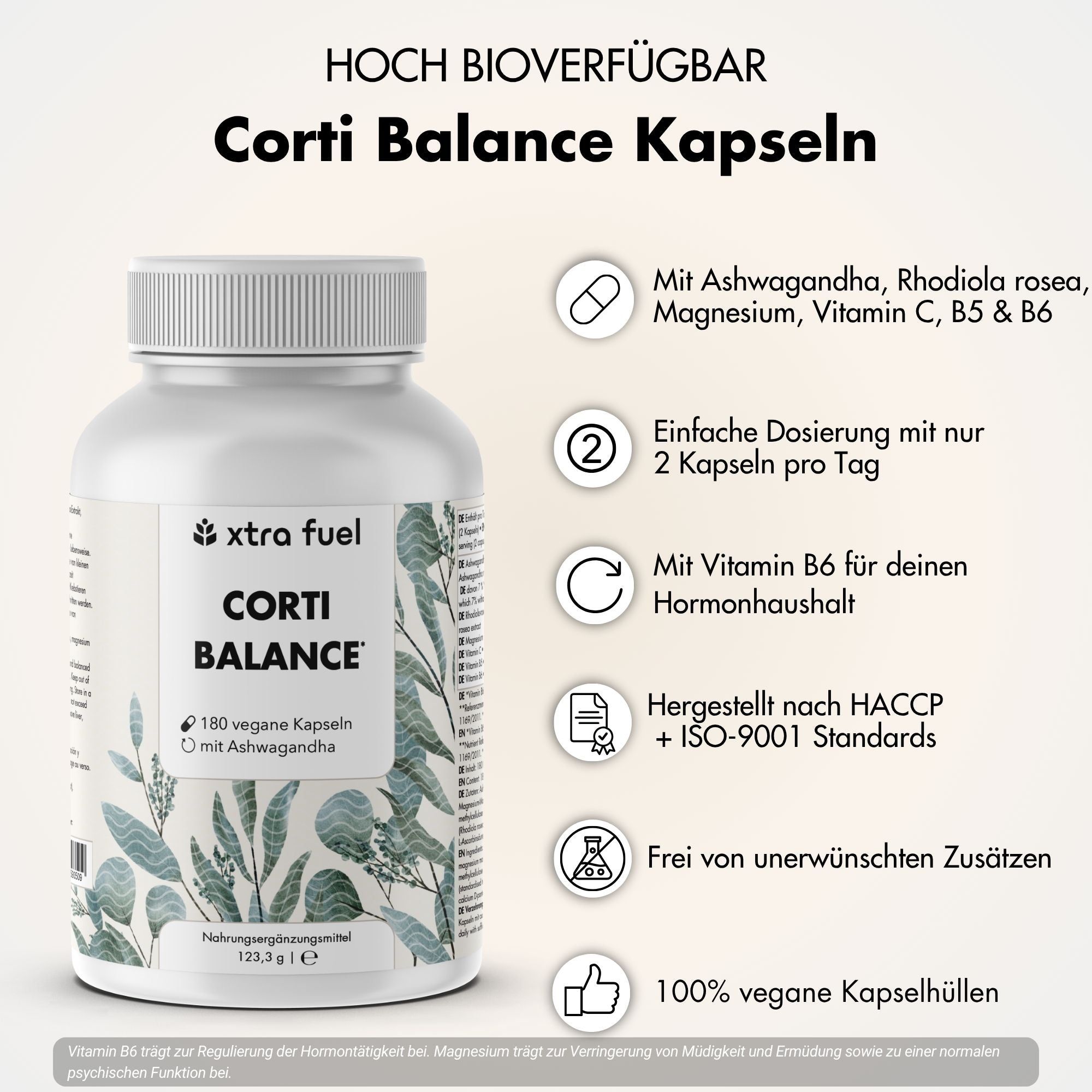 XTRA FUEL Corti Balance* - Nährstoffmix mit Ashwagandha (7 % Withanolide), Rhodiola & Vitamin B6