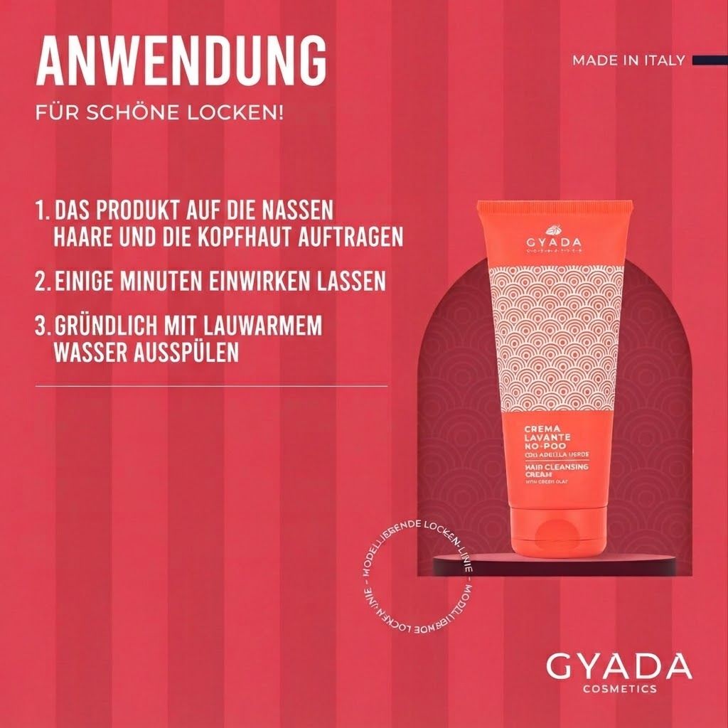 GYADA Cosmetics Haarreinigungscreme, orangefarbene Tube. Anwendung: auf nasses Haar auftragen, einwirken lassen, ausspülen.