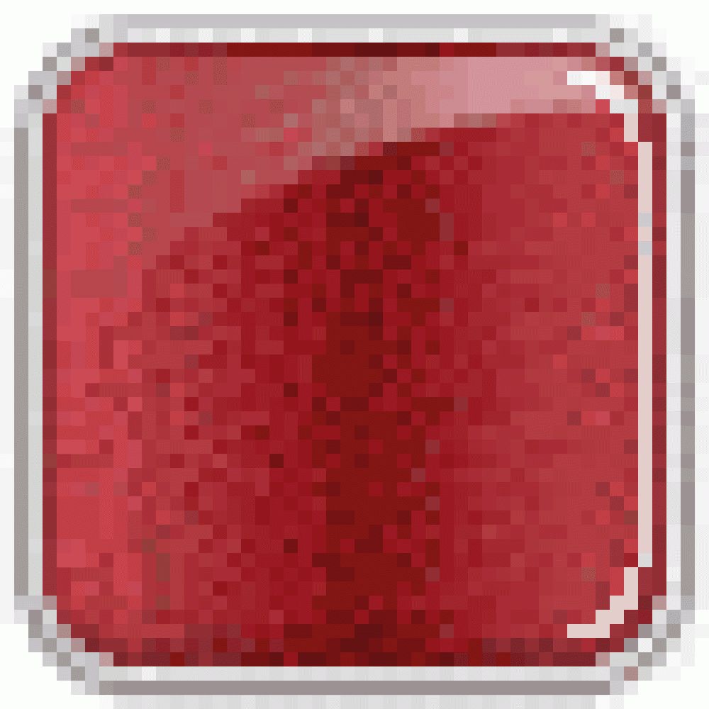 Quadratische, rote Farbprobe mit abgerundeten Ecken und weißem Rahmen.