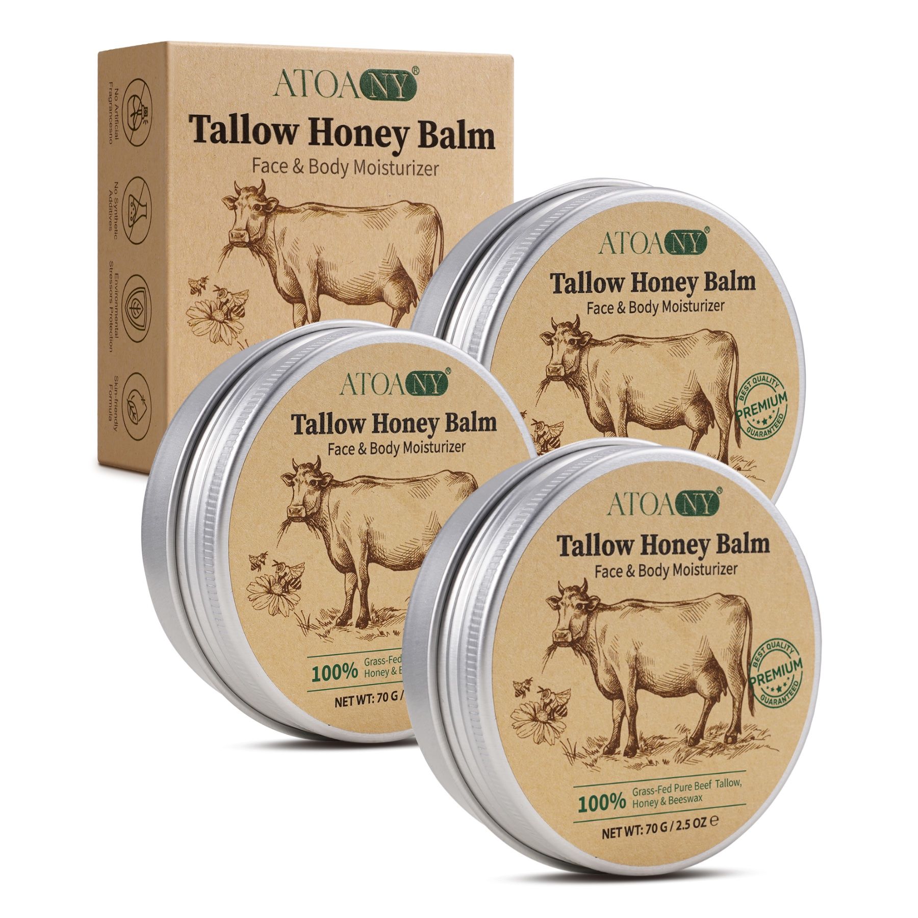 P-beauty Tagescreme Beef Tallow Honey Balm Rindertalg Honig Bienenwachs