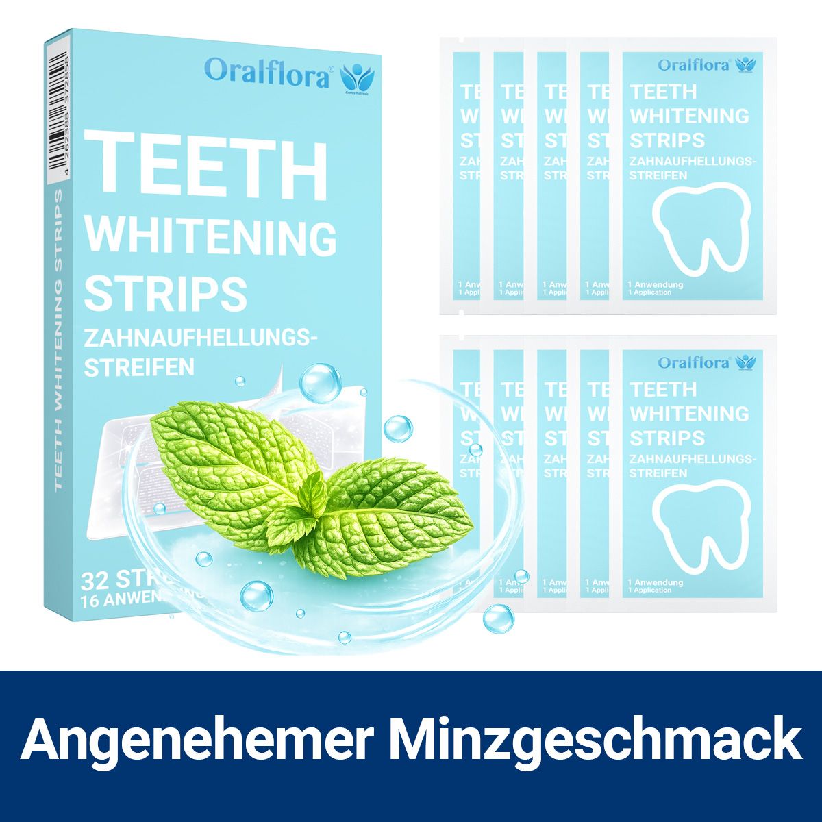 Oralflora Zahnaufhellung Bleaching – Whitening Strips, Zahnaufhellungsstreifen für weißere Zähne