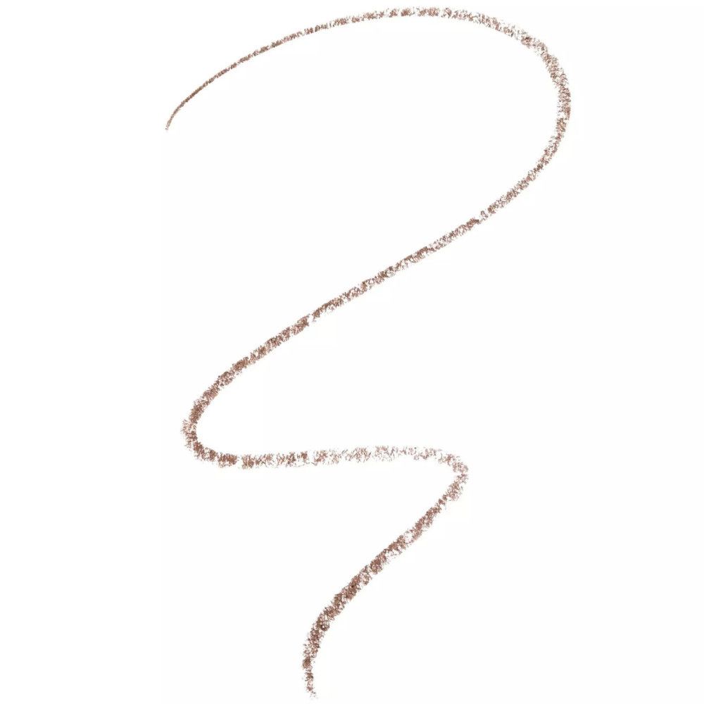 Brauner Strich von einem Augenbrauenstift. Auf weißem Hintergrund.