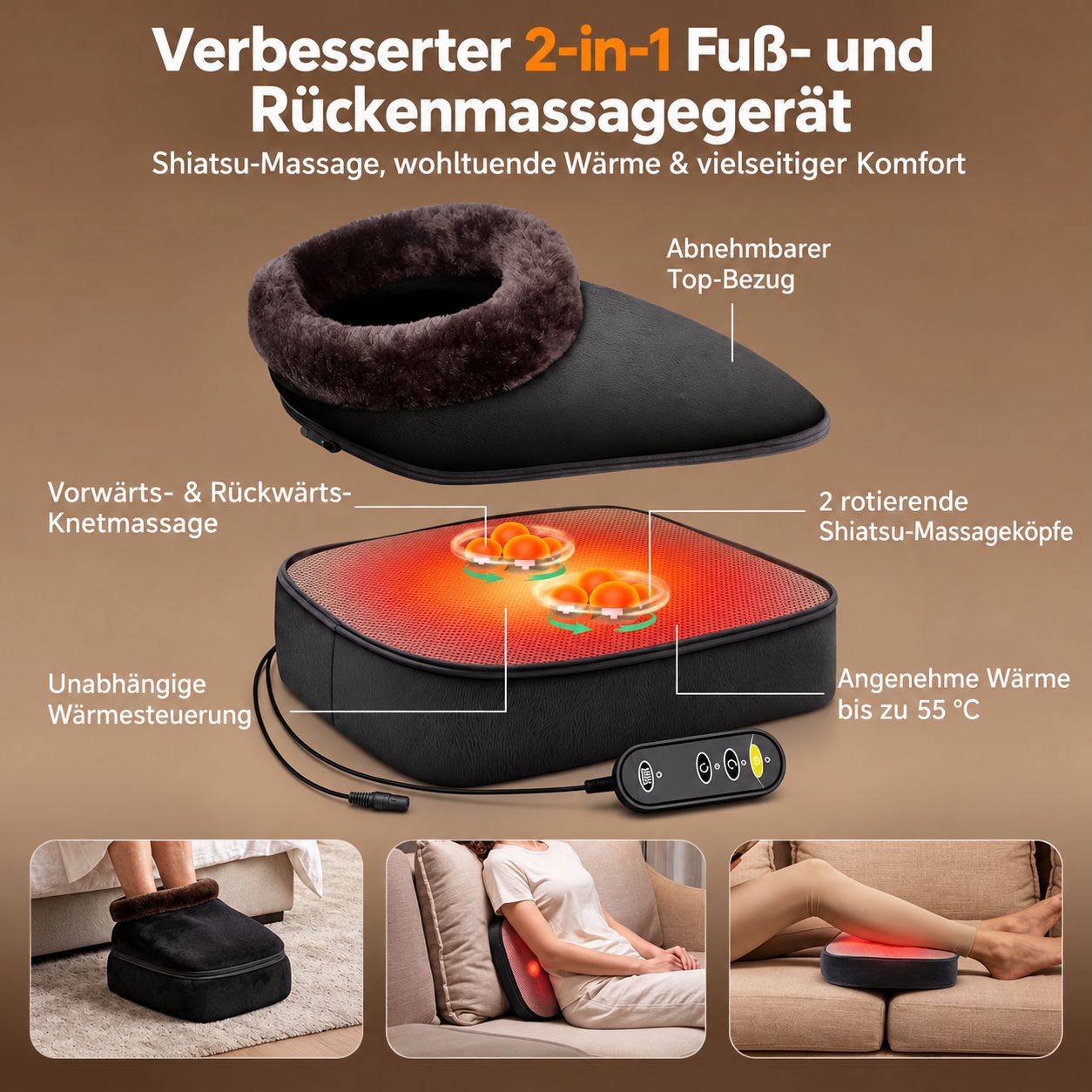 Schwarze Kniebandage mit digitalem Display und Smartphone-App-Steuerung.