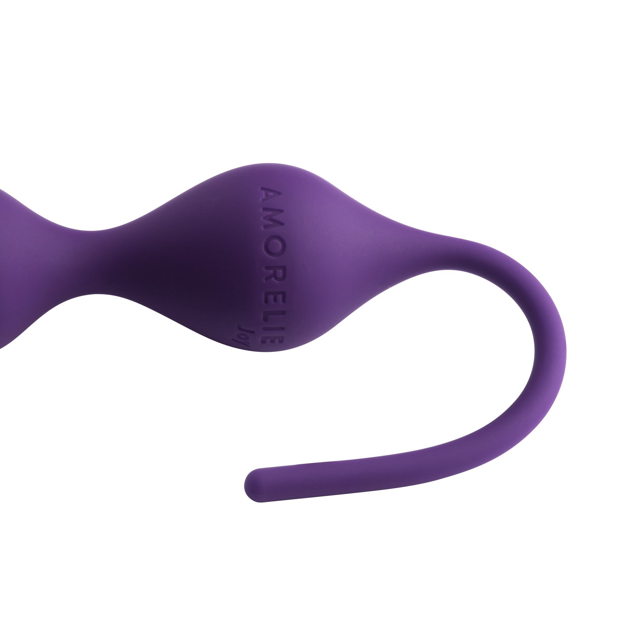 Nahaufnahme der lila Liebeskugeln mit Stiel. Der Stiel ist gebogen und hat eine abgerundete Spitze.