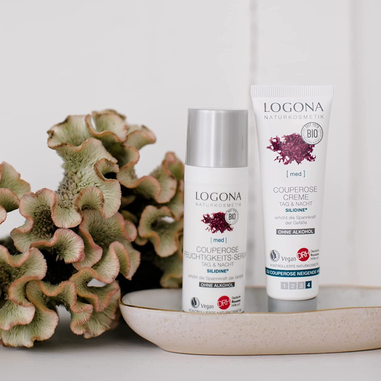 Logona Gesichtspflegeset mit Couperose Serum und 24h Creme für empfindliche Haut