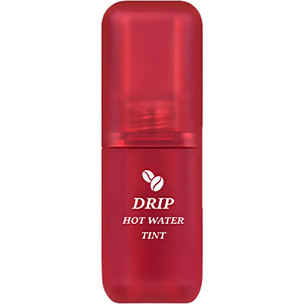 Roter Lip Tint-Behälter mit Aufschrift "Drip Hot Water Tint".