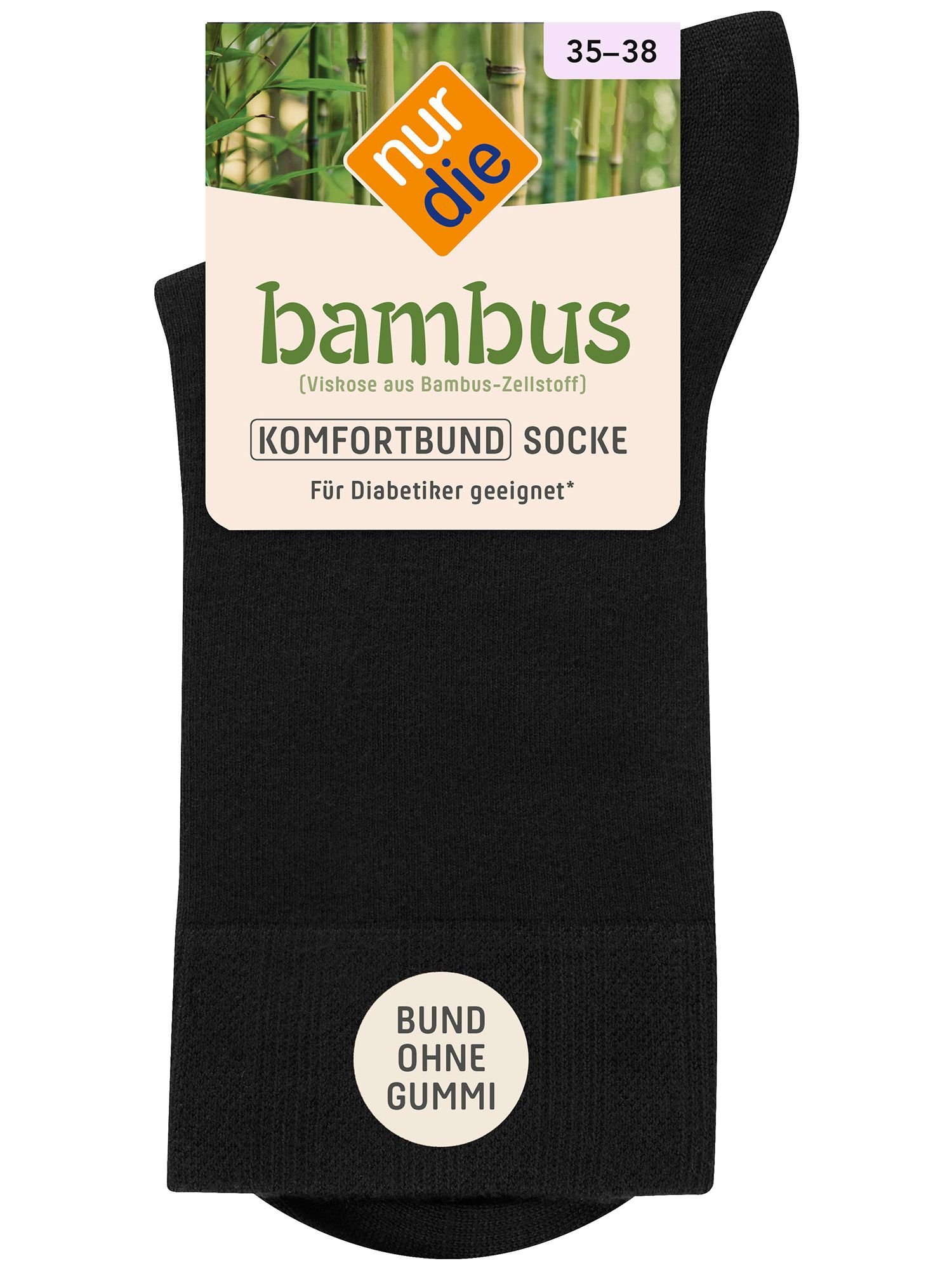 NUR DIE Socke Komfort Bund Bambus* - schwarz - 35-38