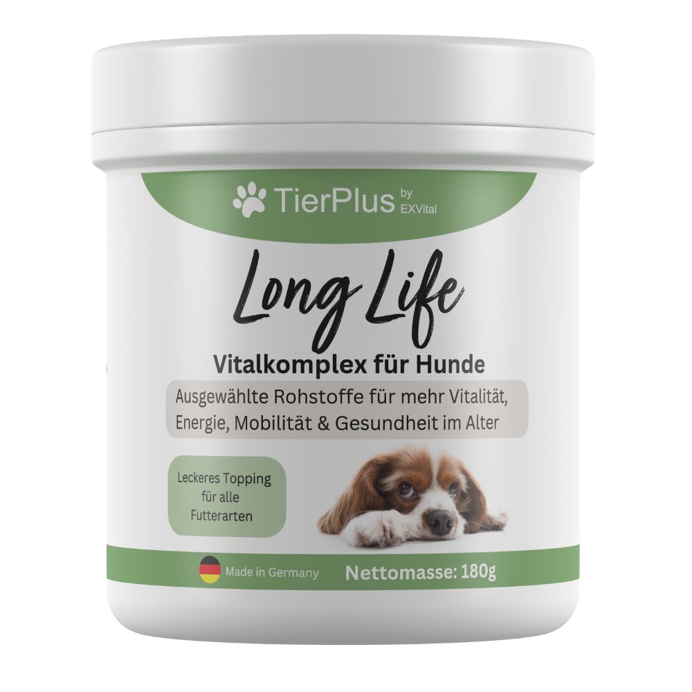 TierPlus Long Life Vitalkomplex für Hunde: Dose mit 180g Nettomasse, Made in Germany.