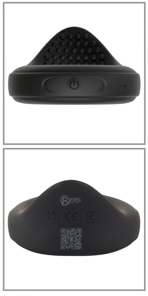 Schwarzer Vibrationsring mit Bedienfeld und CE-Kennzeichnung.