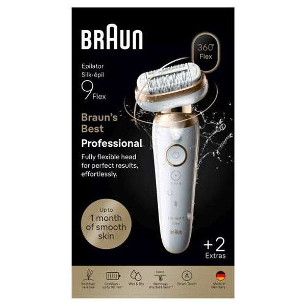 Braun Silk·épil 9 Flex, Wet & Dry Epilierer, Langanhaltend Glatte Haut, 9-011 3D, Gold