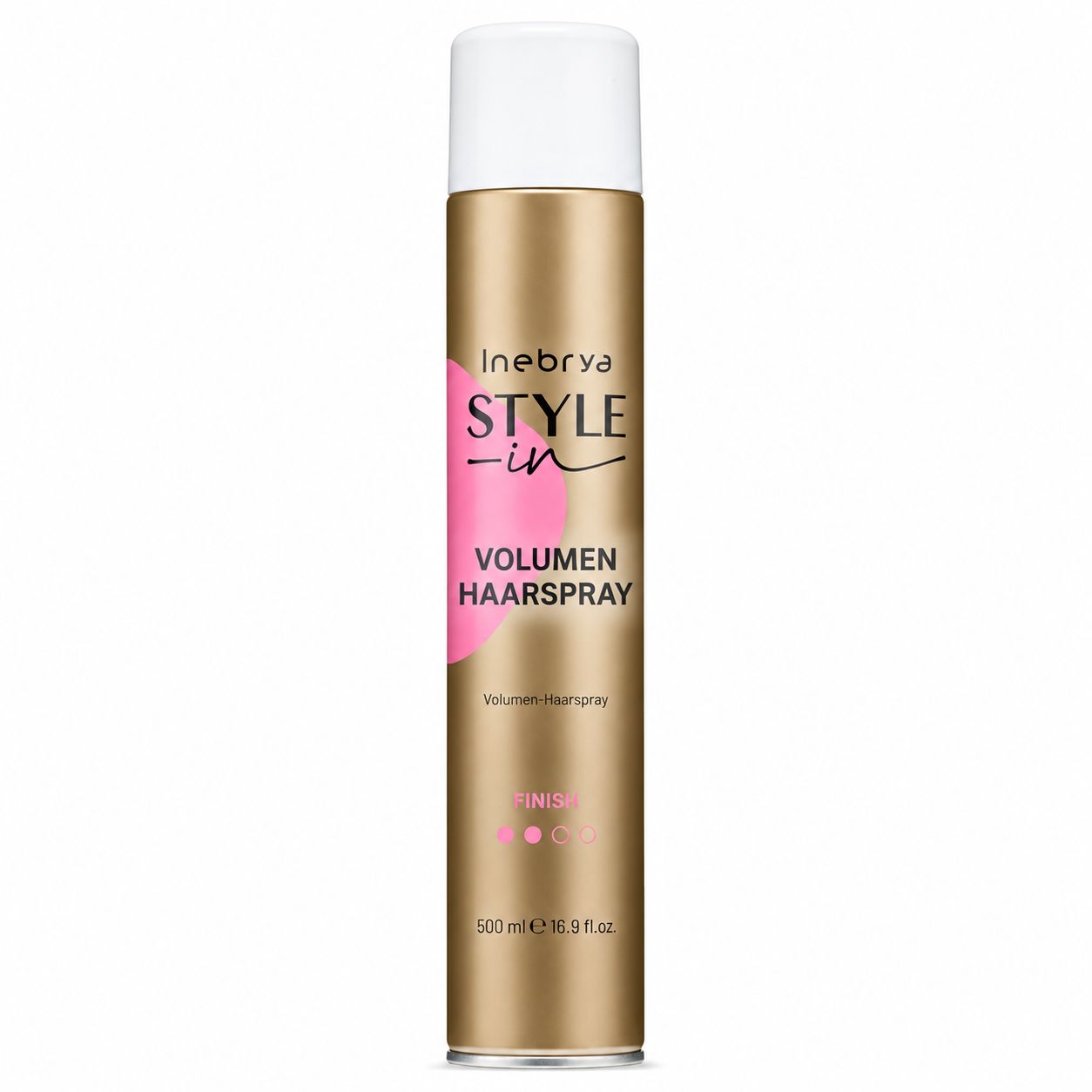 Goldene Dose Haarspray mit weißem Verschluss, Marke Inebrya Style-in, 500 ml.