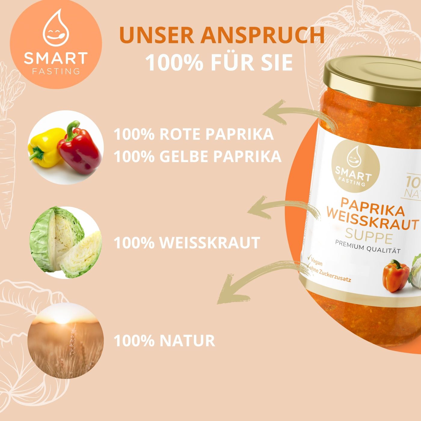 Smart Fasting® Paprika Weißkraut - natürlich fein, vegan, glutenfrei, salz- und kalorienarm