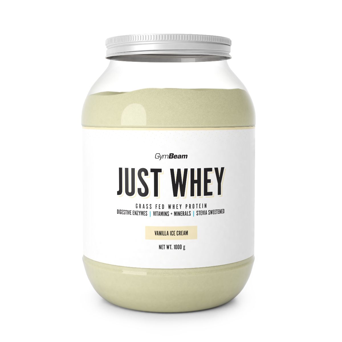 GymBeam Just Whey Protein Pulver in Vanille-Eiscreme-Geschmack, 1000g.