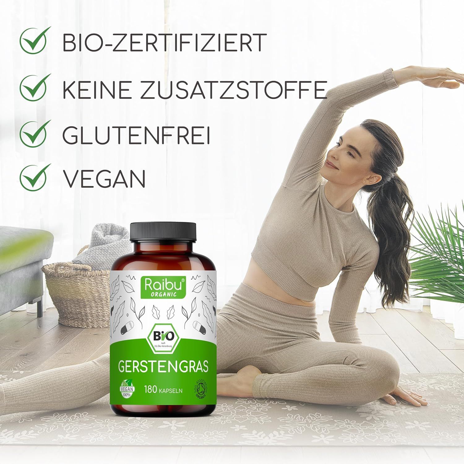 RAIBU BIO Gerstengras Kapseln Hochdosiert