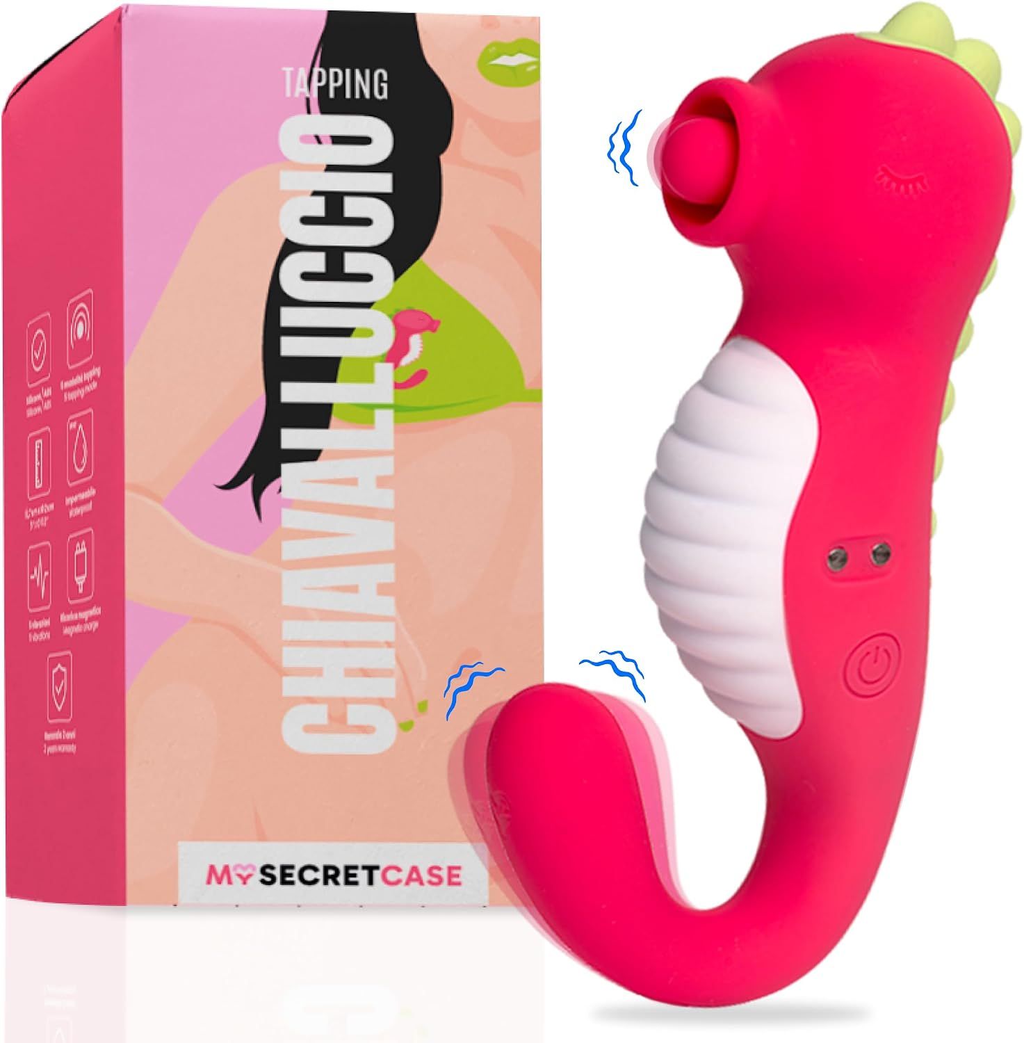 Roter Vibrator in Dinosaurierform, wasserdicht (IPX7), leicht zu reinigen.