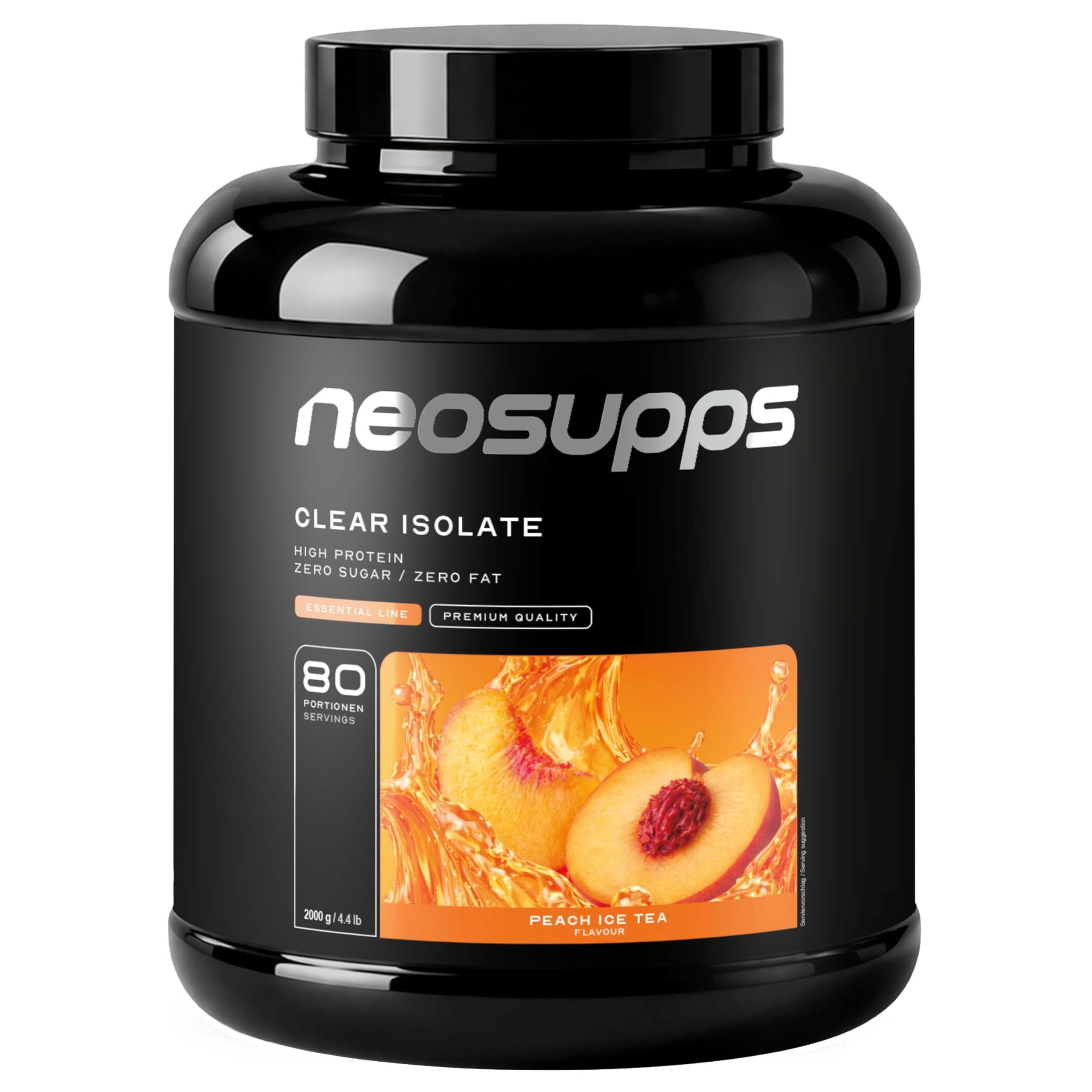 Neosupps Clear Whey Isolat 2000g,  Protein Pulver, Peach Ice Tea  Geschmack, Eiweißpulver