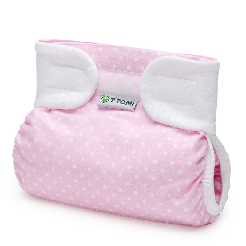 T-TOMI Orthopädisches Spreizhöschen für breites Wickeln - klettverschluss White dots (3-6 kg)