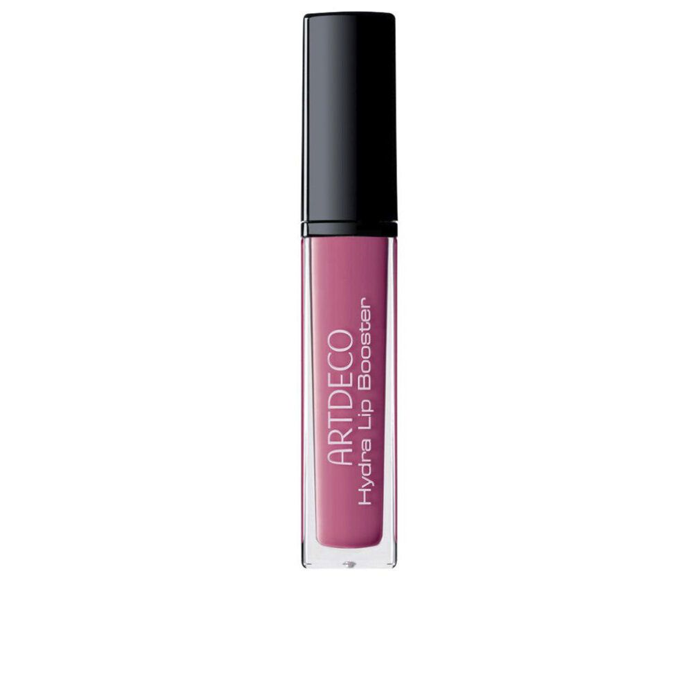 Artdeco Hydra Lip Booster. Transparenter, rosa Lippenbooster mit schwarzem Deckel. Produktname und Marke sind sichtbar.