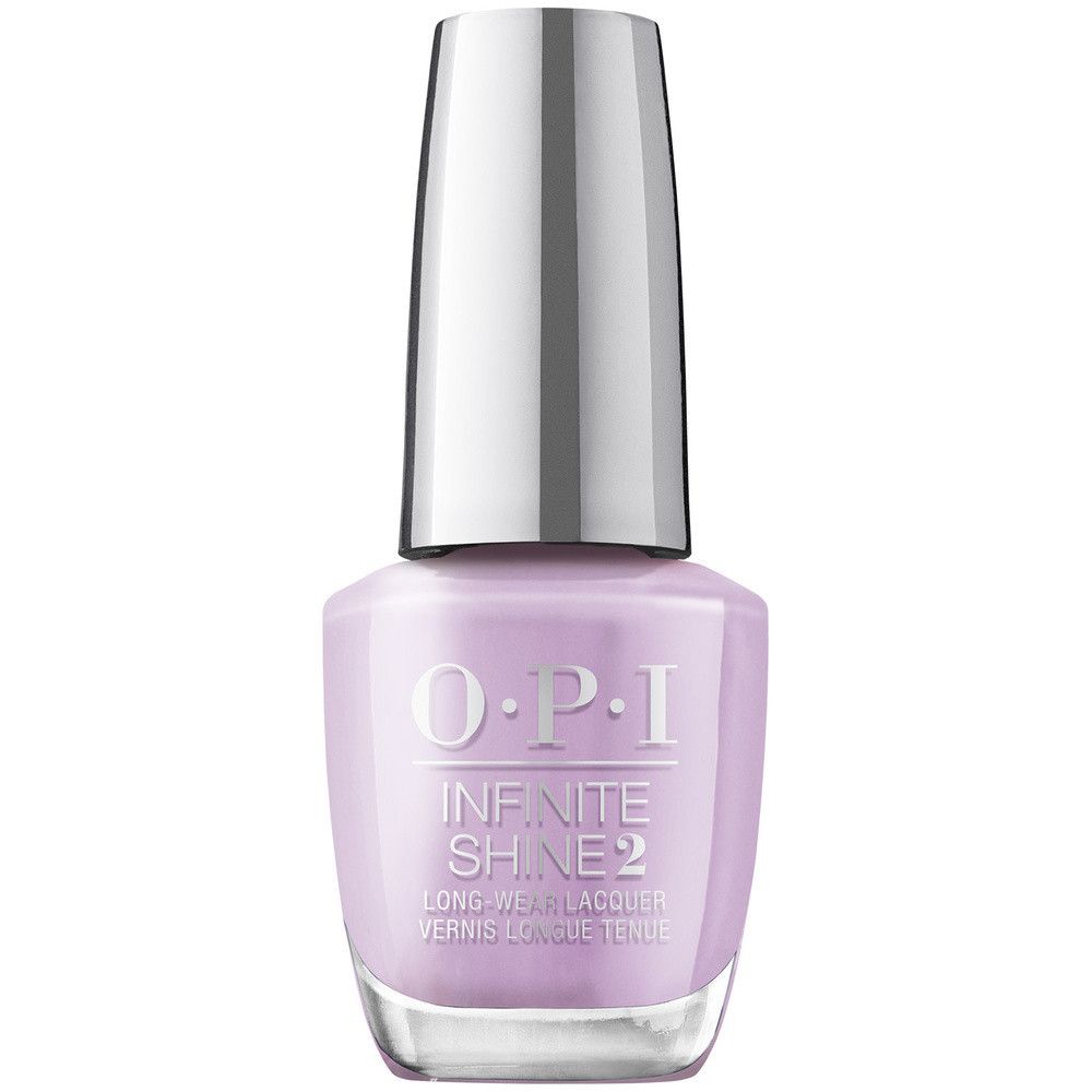 OPI Nagellack-Fläschchen, lila, mit silbernem Deckel. Aufschrift: Infinite Shine 2.