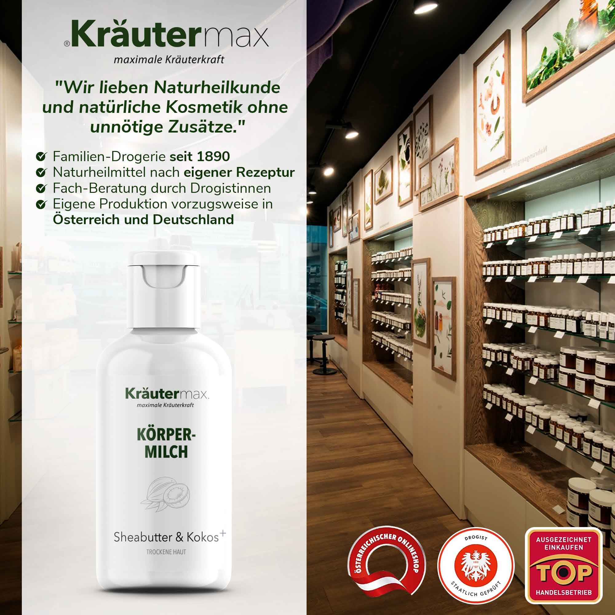 Kräutermax Körpermilch Sheabutter & Kokos plus