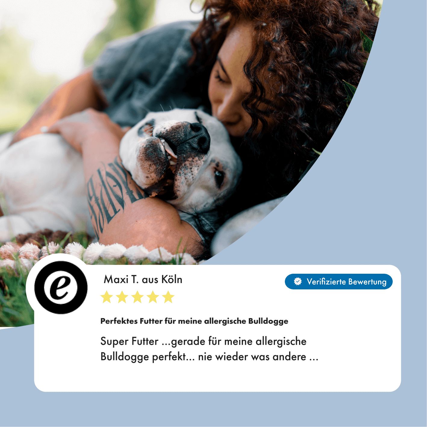 Kundenbewertung: Perfektes Futter für allergische Bulldogge. "Super Futter...". Verifizierte Bewertung.