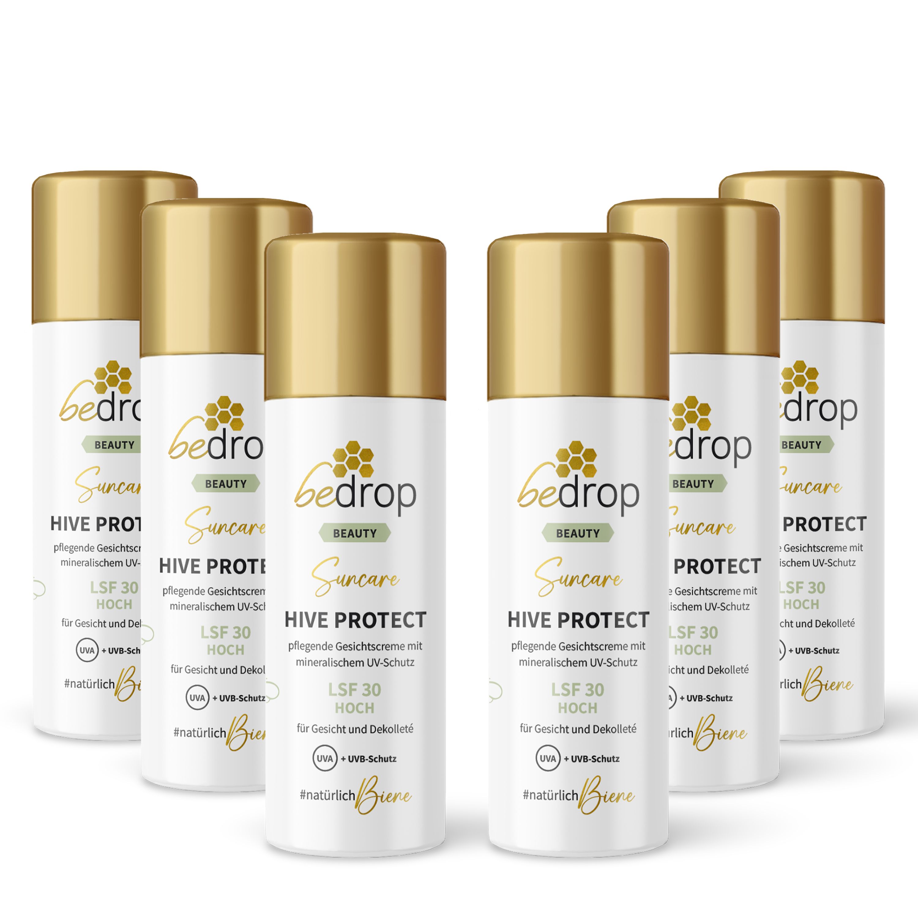 Vorteilsset: 6x HIVE PROTECT LSF 30 - Sonnencreme für Gesicht  mit mineralischem UVA & UVB-Schutz