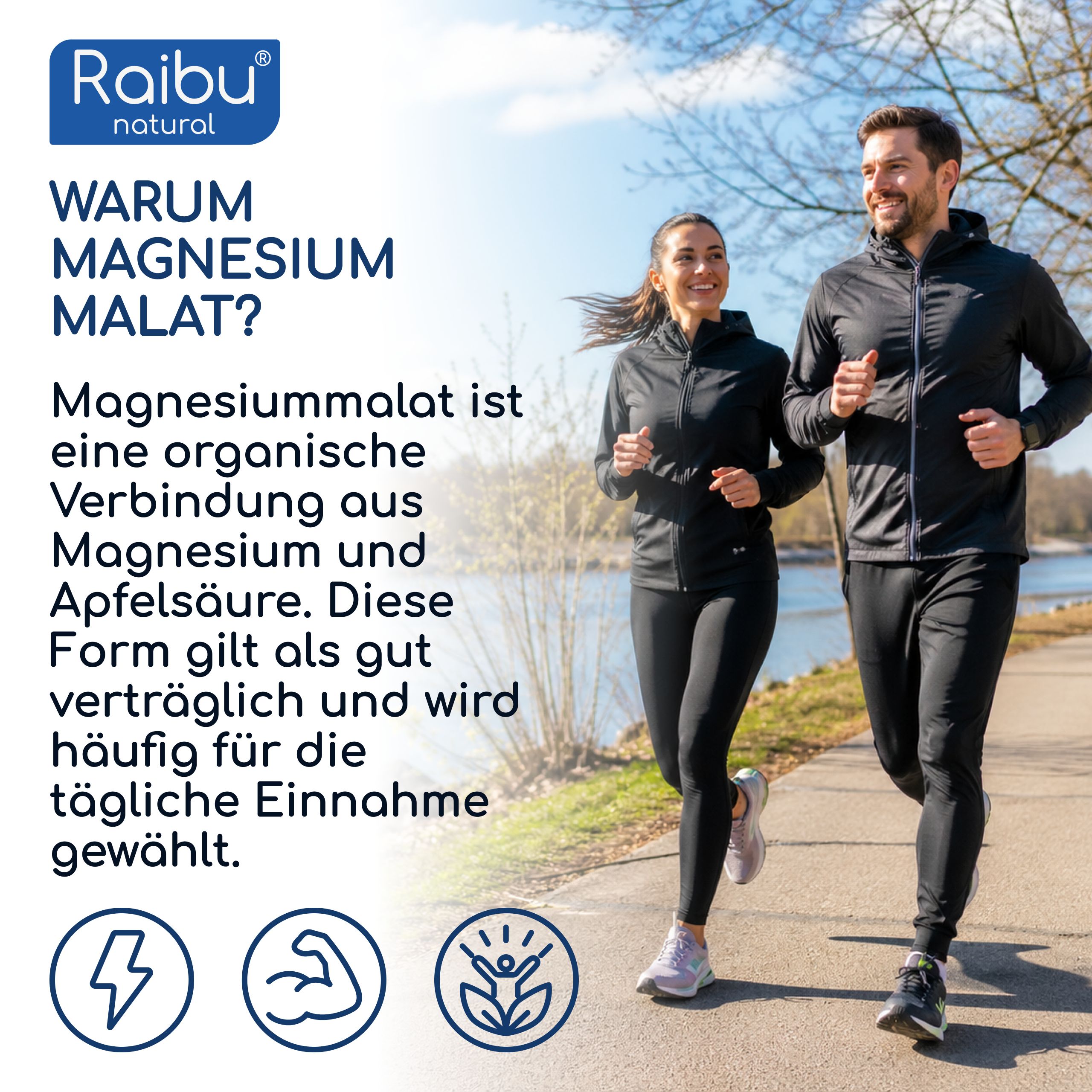 Magnesium Malat - Für Energiestoffwechsel, Müdigkeit & Muskelfunktion - Raibu