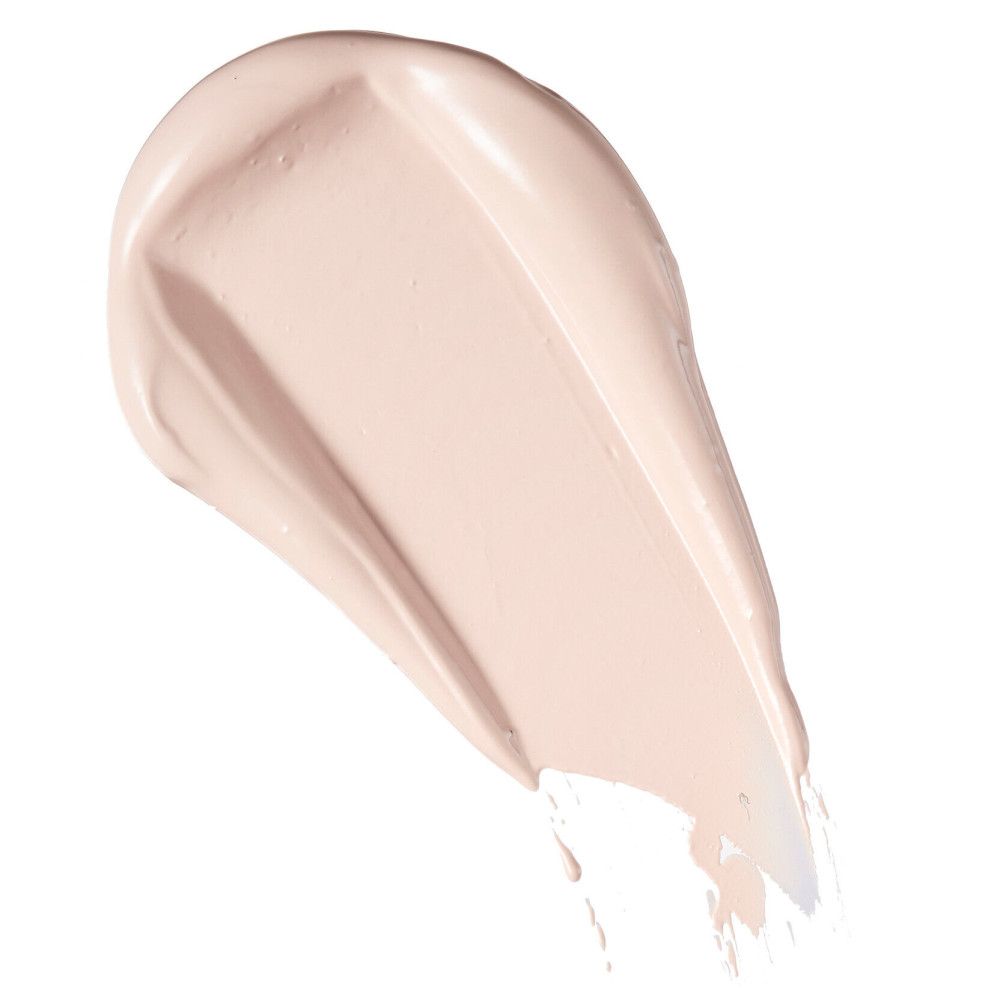 Heller Concealer-Strich auf weißem Hintergrund. Cremige Textur, Farbton hell. Keine Verpackung oder Text sichtbar.