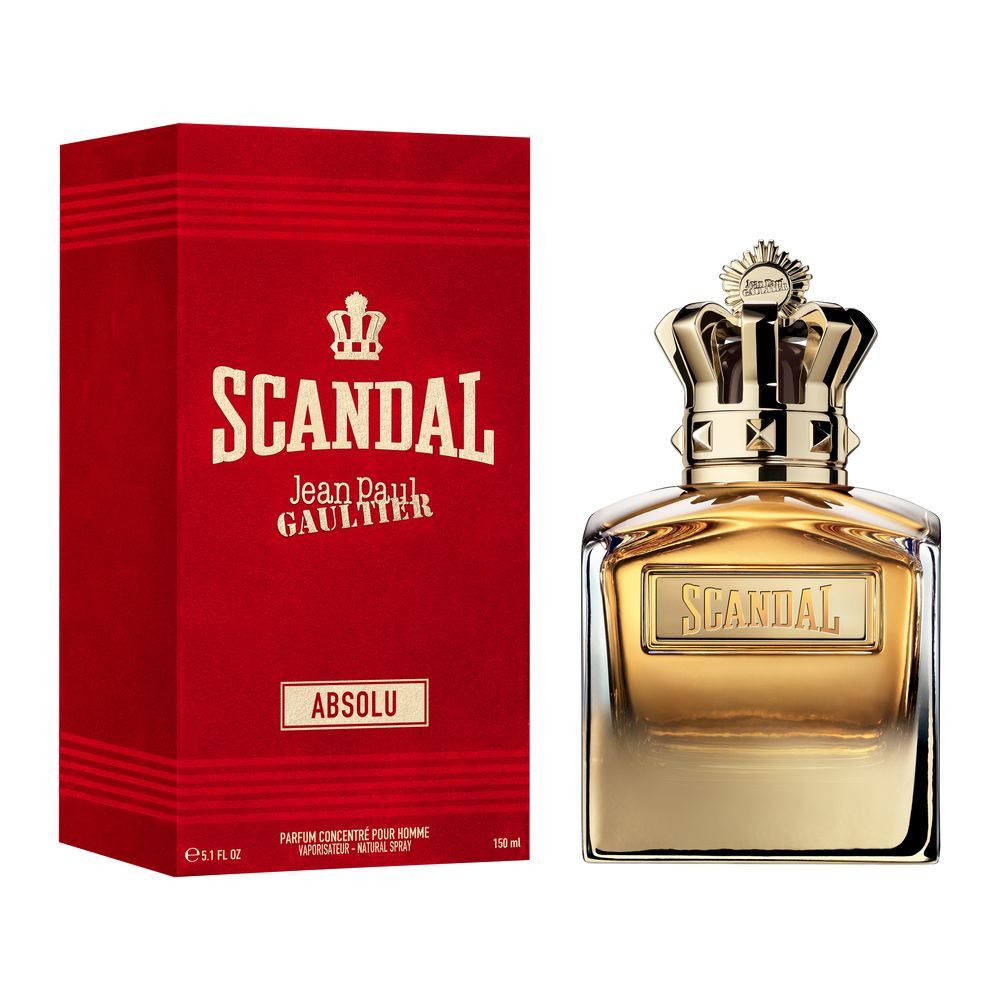 Jean Paul Gaultier Scandal Absolu Pour Homme Parfum Concentré Flakon und rote Box.