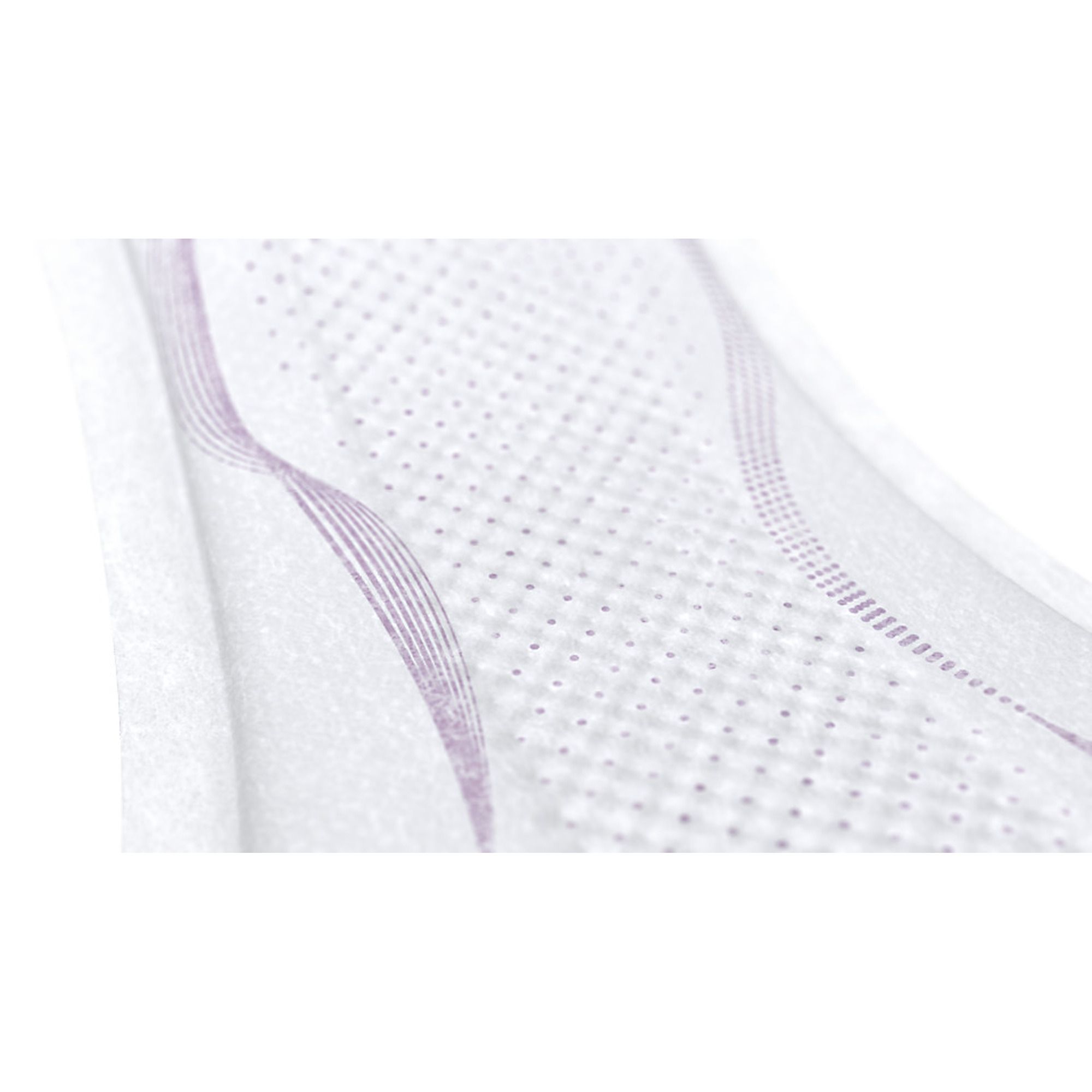 Nahaufnahme der Oberfläche einer TENA Lady Mini Plus Einlage mit Perforation.
