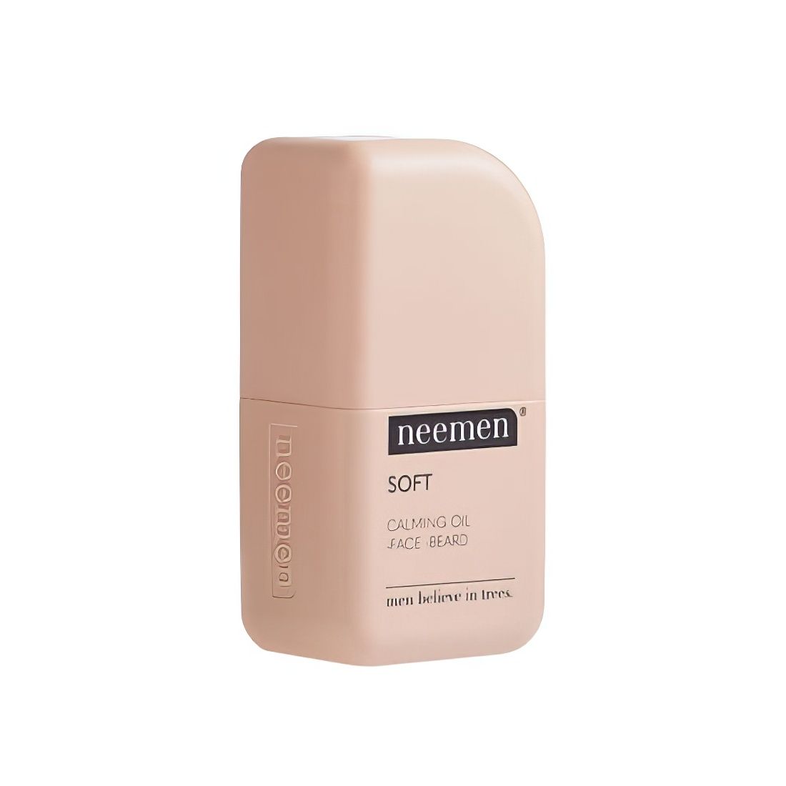 Beige Flasche mit Aufschrift: "neemen SOFT CALMING OIL FACE BEARD".