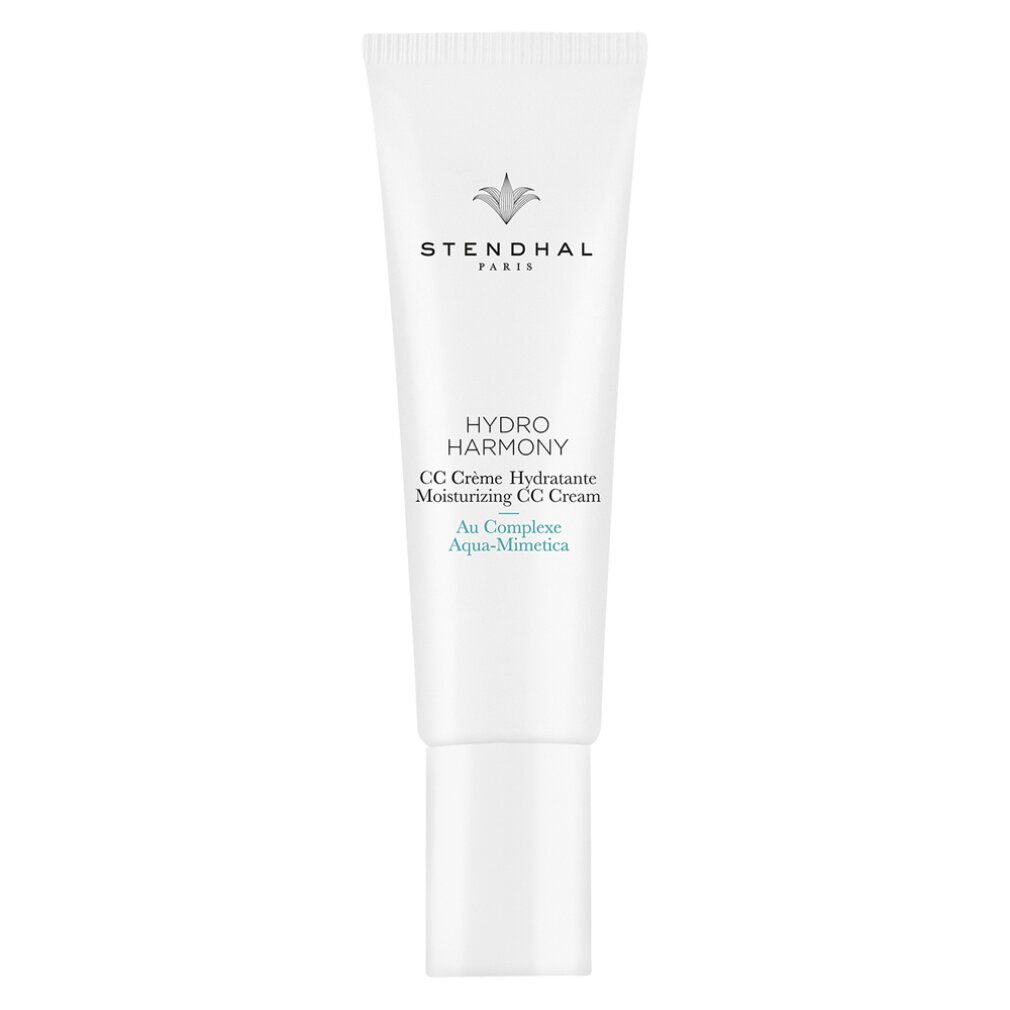 Weiße Tube mit Stendhal-Logo und Produktnamen Hydro Harmony. Text: CC Crème Hydratante, Moisturizing CC Cream.
