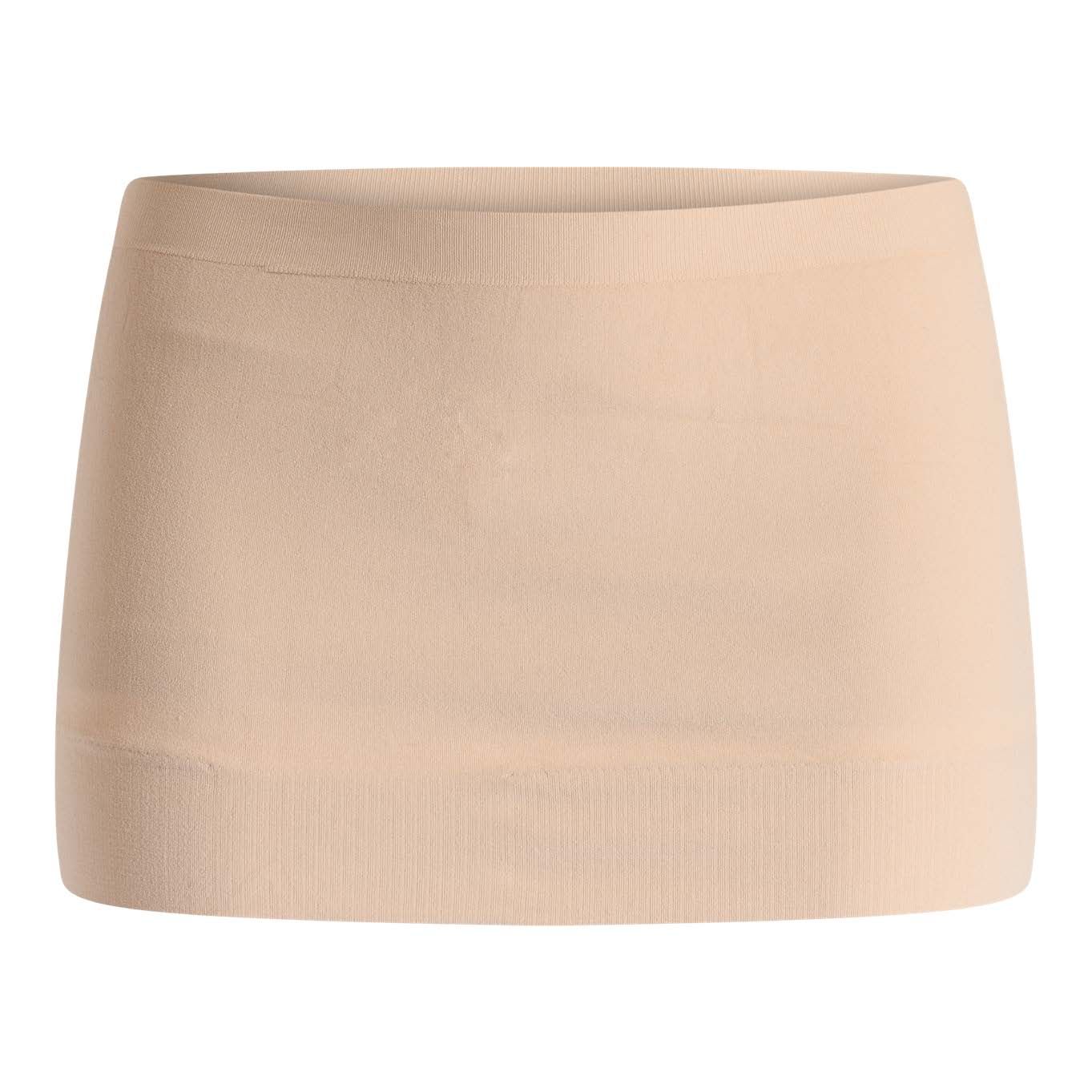 Beigefarbene Bauchbinde. Nahtloses Material. Elastischer Stoff. Kurze Form. Für medizinische Zwecke.