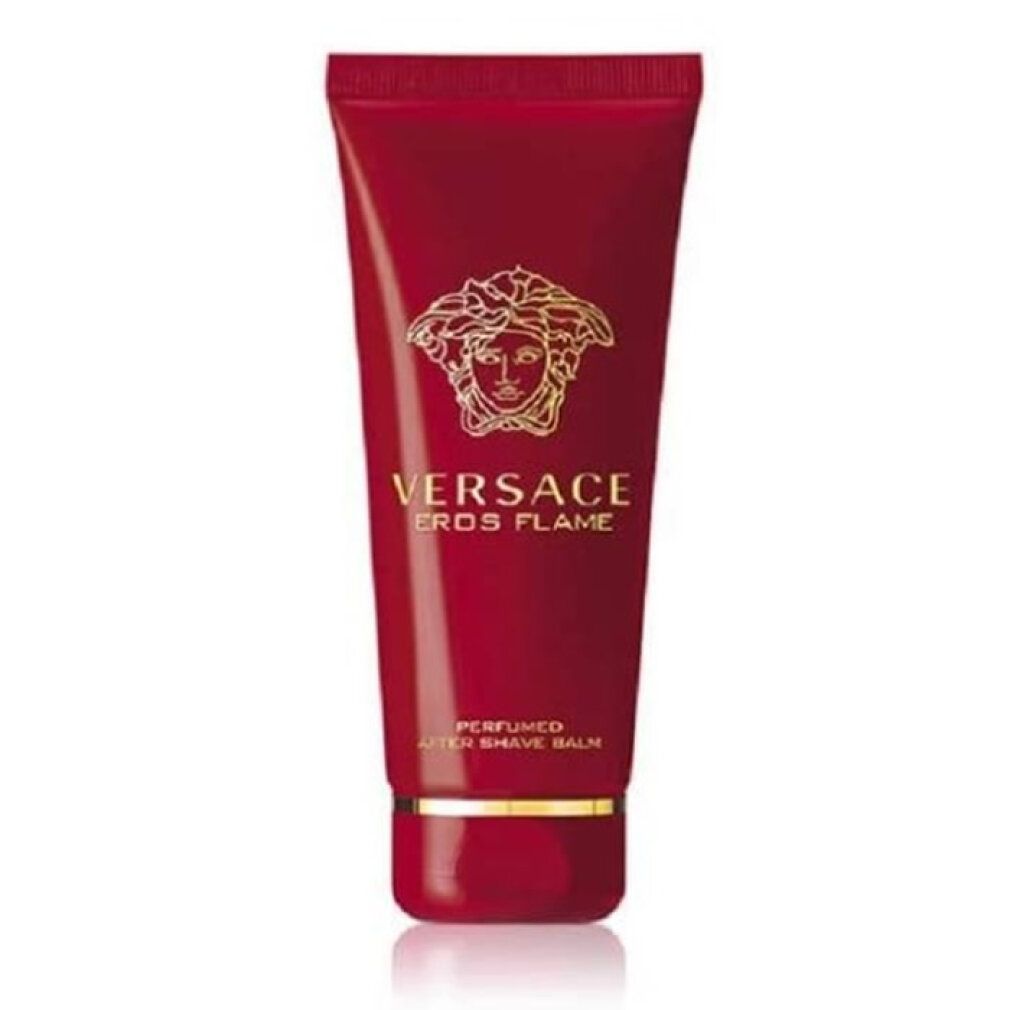 Rote Tube mit Versace Eros Flame After Shave Balm und goldenem Medusa-Logo.