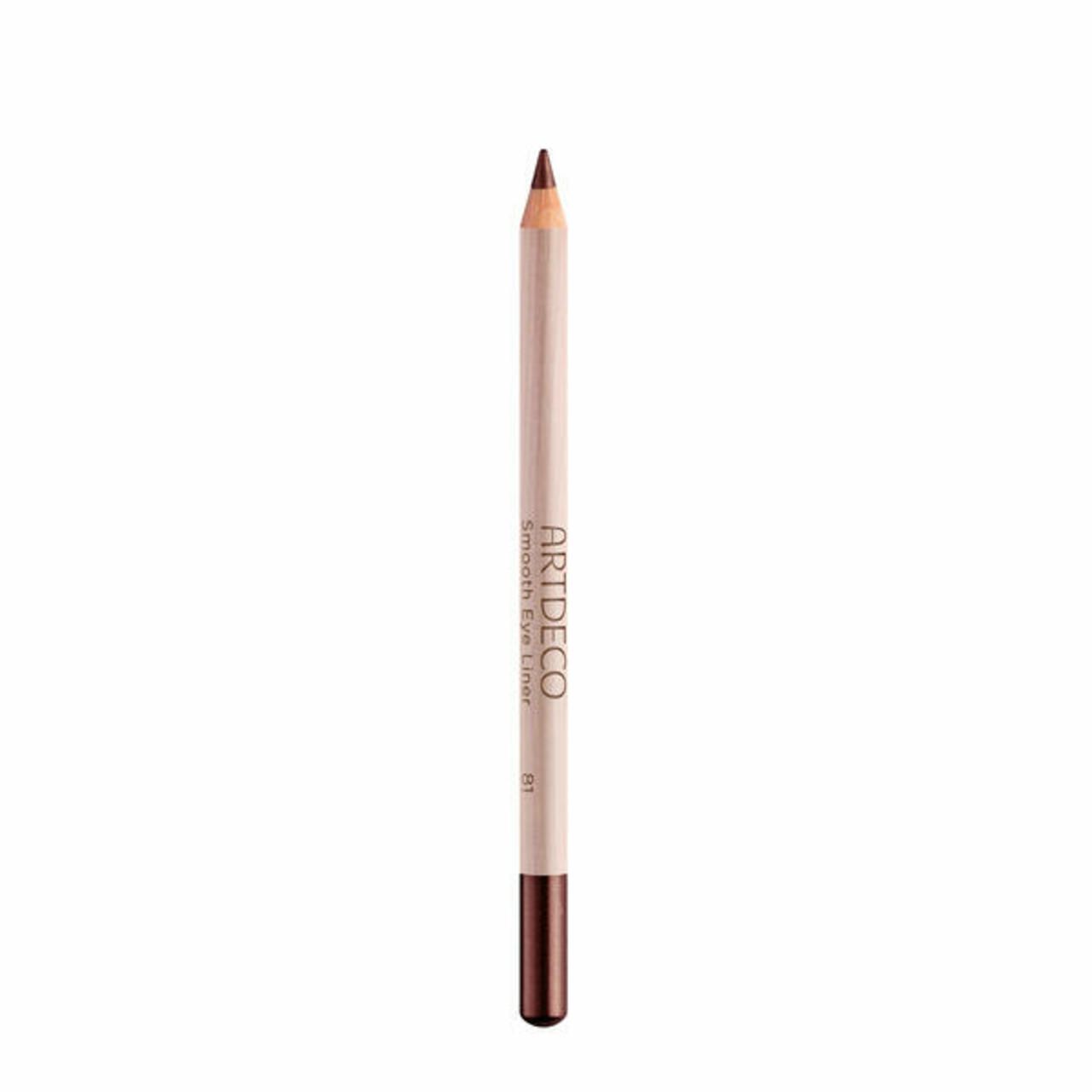 Artdeco Smooth Eye Liner, braun. Holzstift mit brauner Mine und Spitze. Produktbeschriftung auf dem Stift.