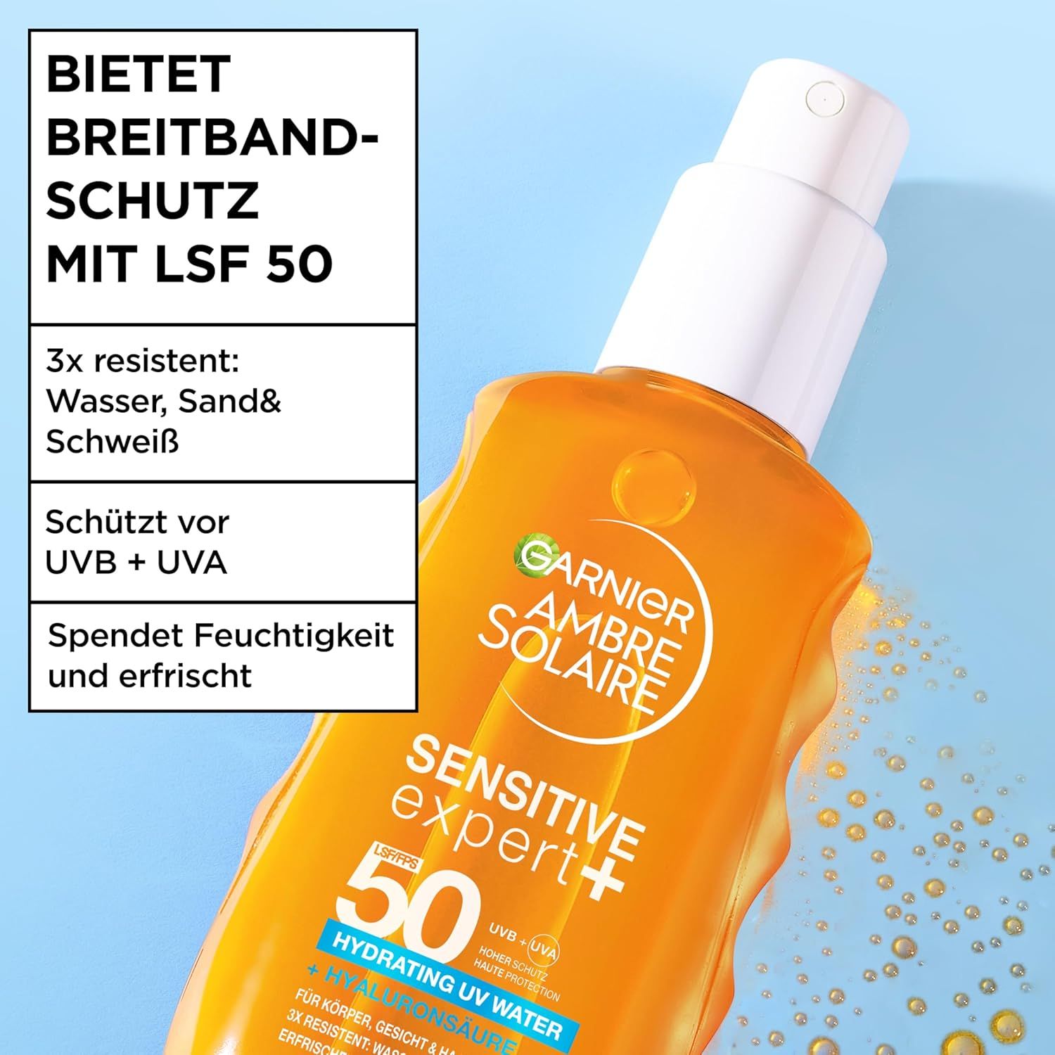Garnier Ambre Solaire Sensitive Expert + Hydrating UV Water Sonnenschutzspray LSF 50