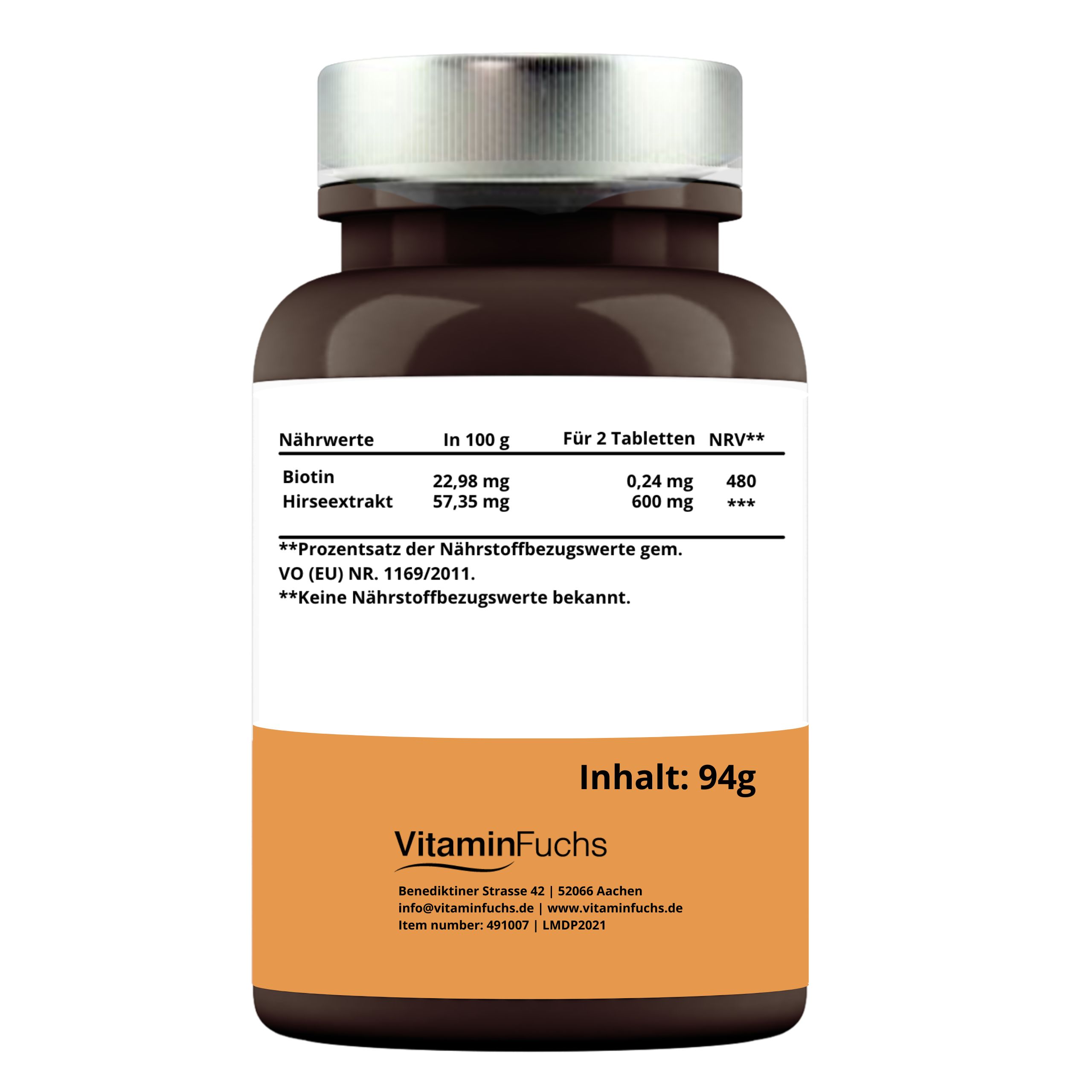 Hirse und Biotin Tabletten von VitaminFuchs