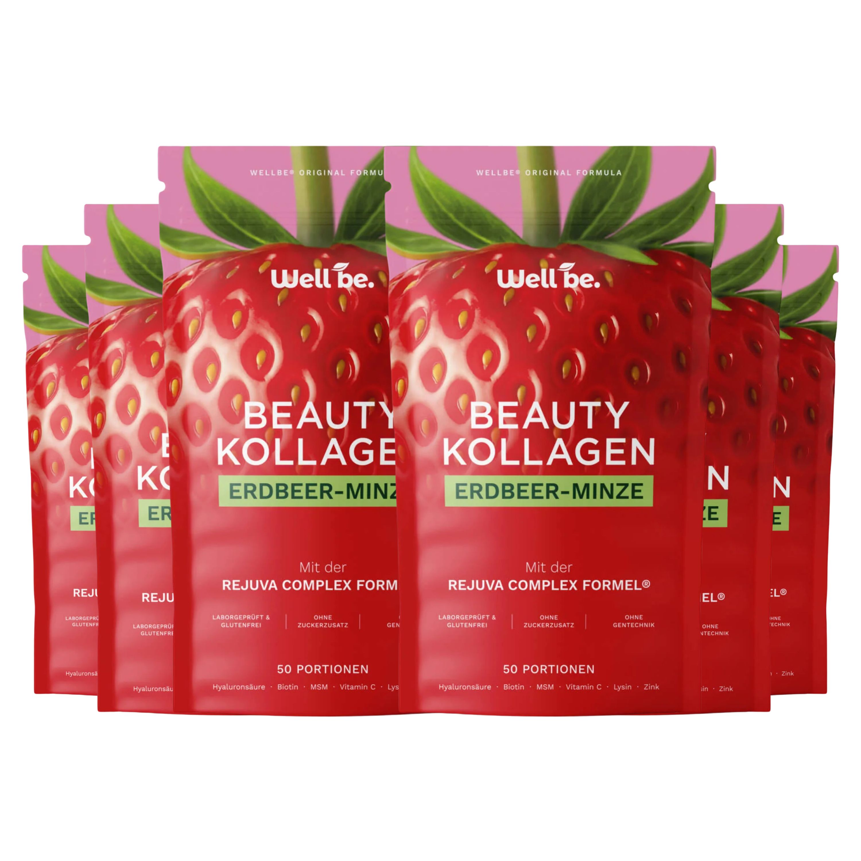 wellbe Beauty Kollagen Erdbeer-Minze mit Rejuva Complex® Formel