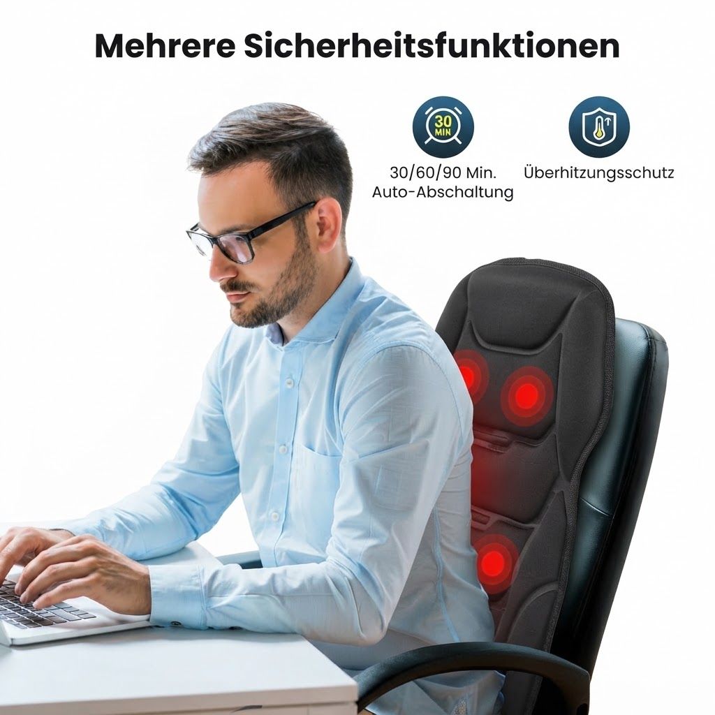 Fernbedienung für ein Massagegerät mit verschiedenen Modi und einer Körperabbildung.