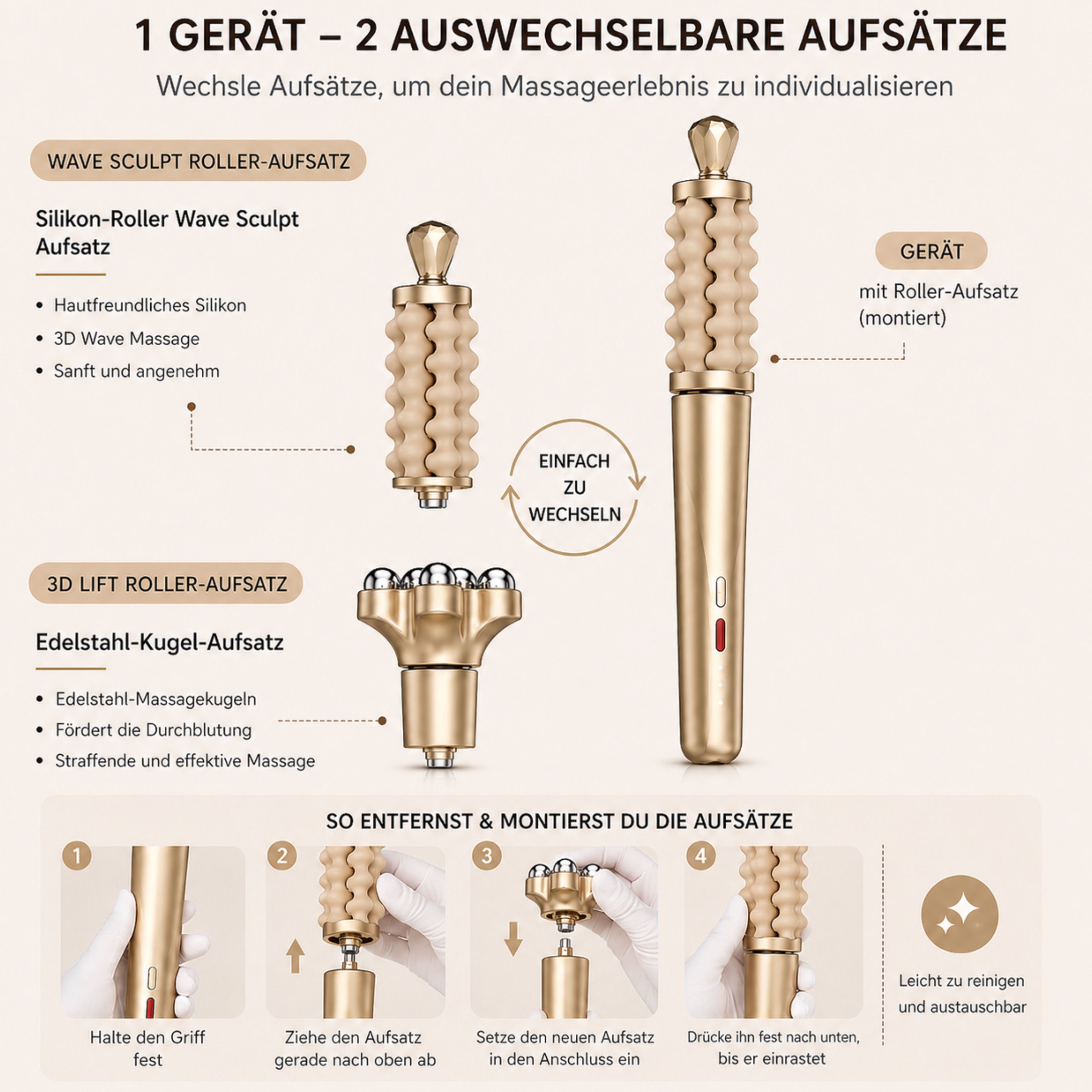 Lalano’S Cosmetics Gesichtsmassagegerät 2-in-1 Beauty Massager Sculptlift Pro