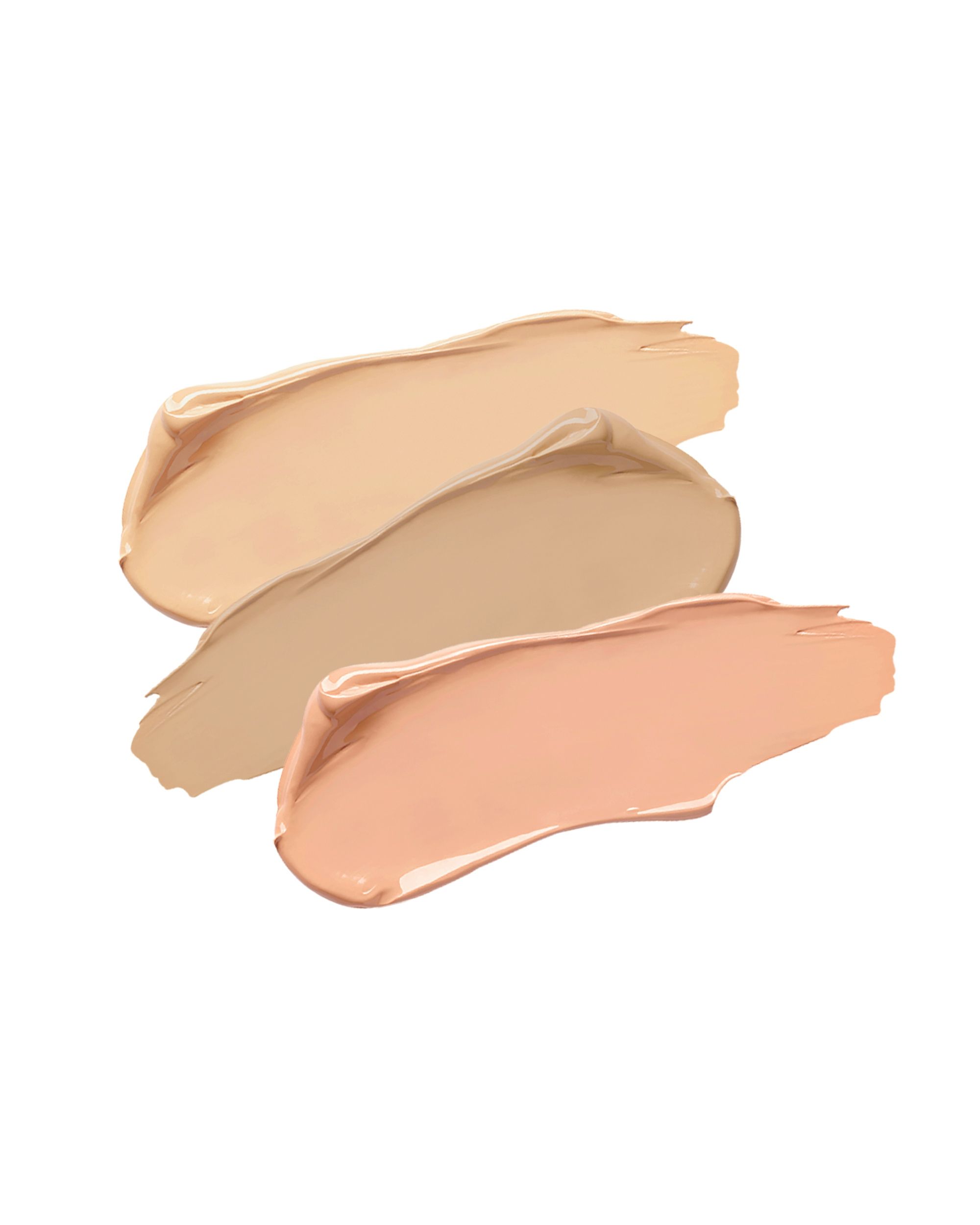 Drei Farbtöne des TFIT Cover Up Pro Concealers. Helle, mittlere und dunkle Farbtöne. Aufgetragen als Streifen.
