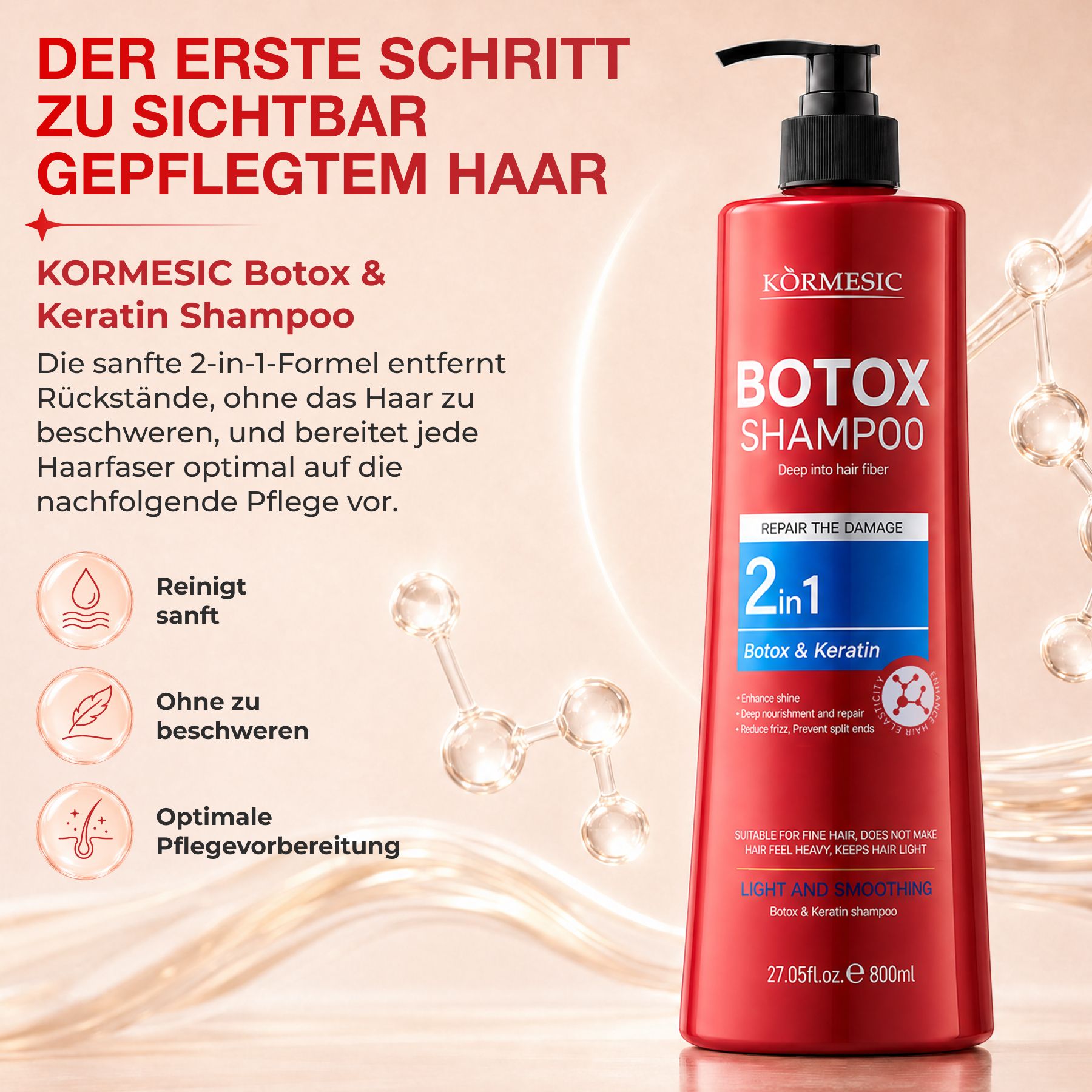 KORMESIC Haarpflege-Set Keratin B-Tox Haar Shampoo Spülung Haarmaske Haaröl