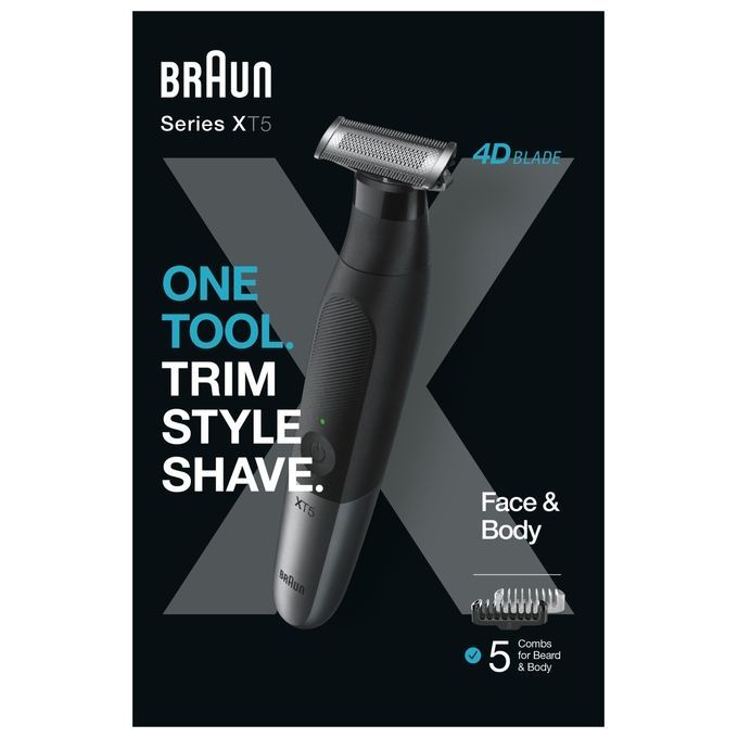 Braun Series XT5 All-in-One, Trimmer, Styler, Rasierer, +7 Zubehörteile, Scharfe 4D-Flex-Klinge, XT
