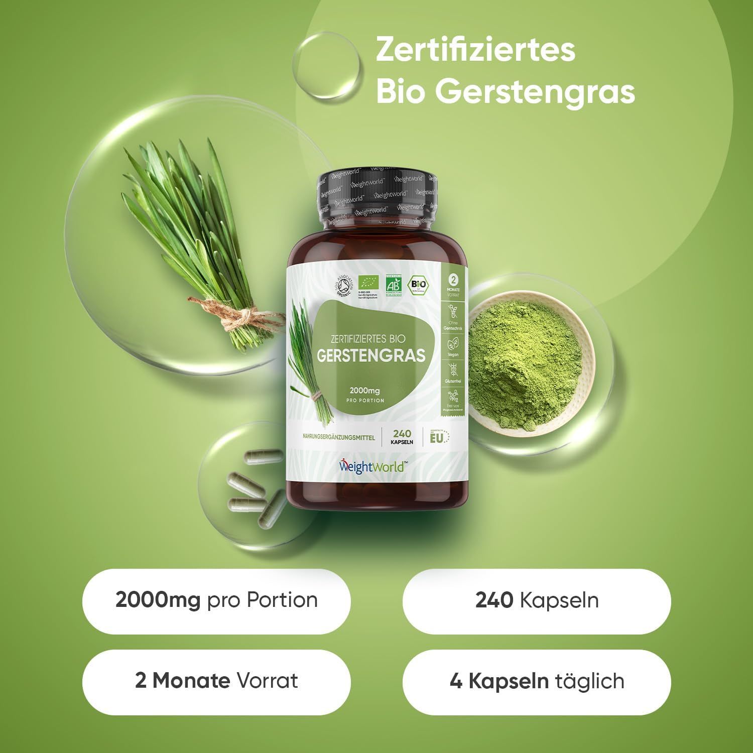 WeightWorld Gerstengras Kapseln