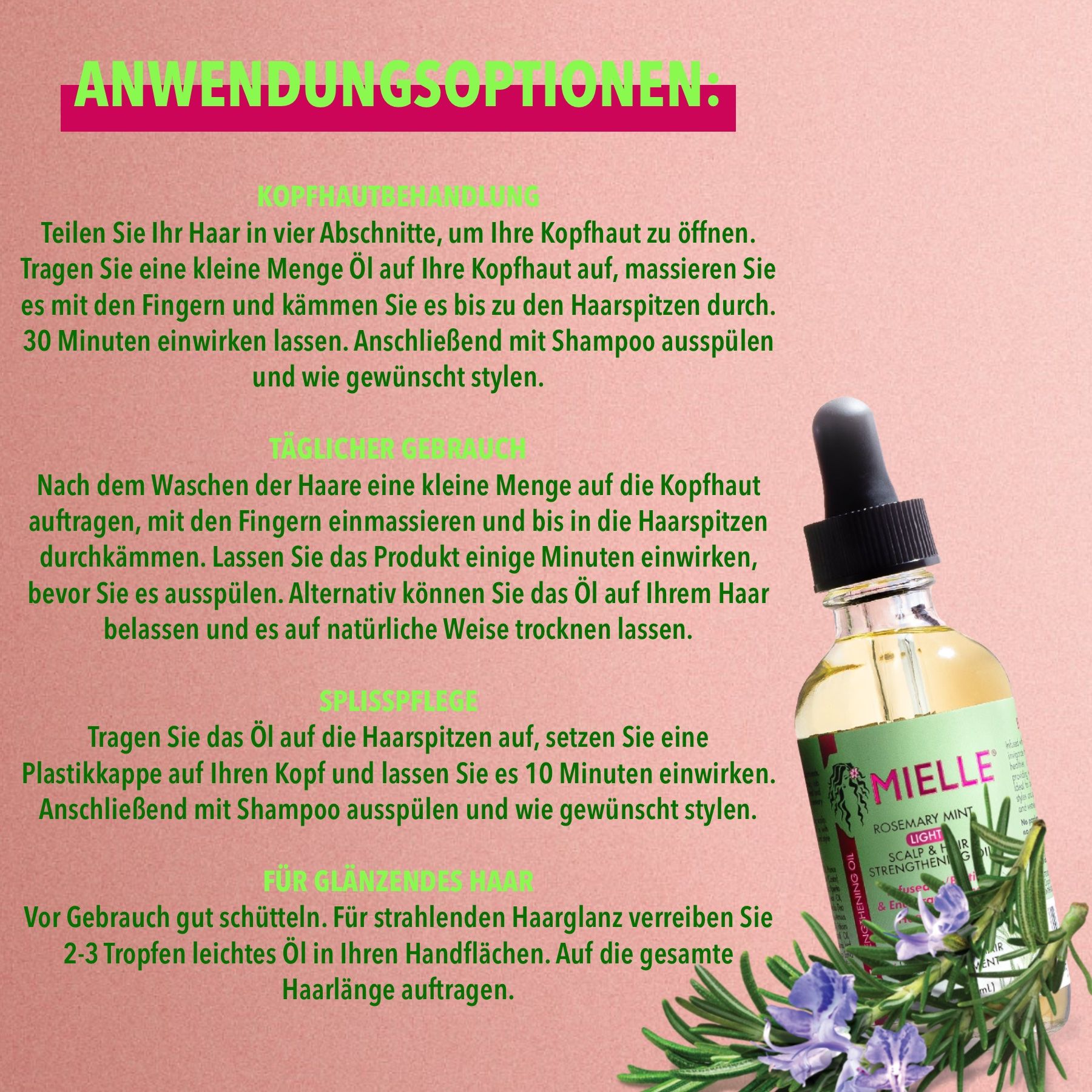 Mielle Organics Rosmarinöl Haaröl Light für Haarwachtstum