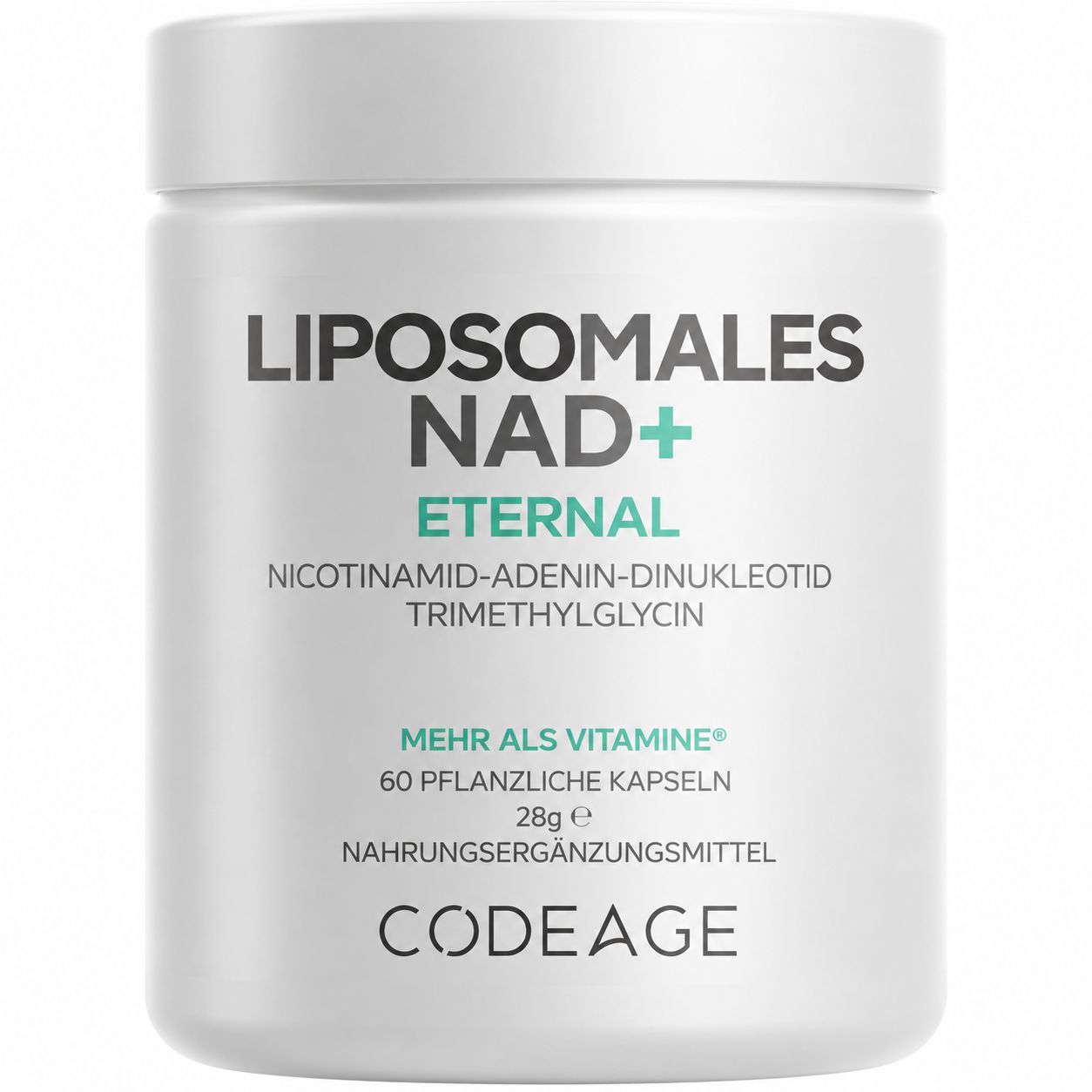 Hand hält eine vegane Kapsel mit 300 mg Nicotinamid-Ribosidchlorid.