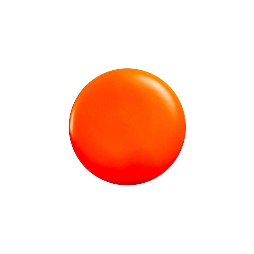 Ein einzelner, runder, leuchtend oranger Nagellack.