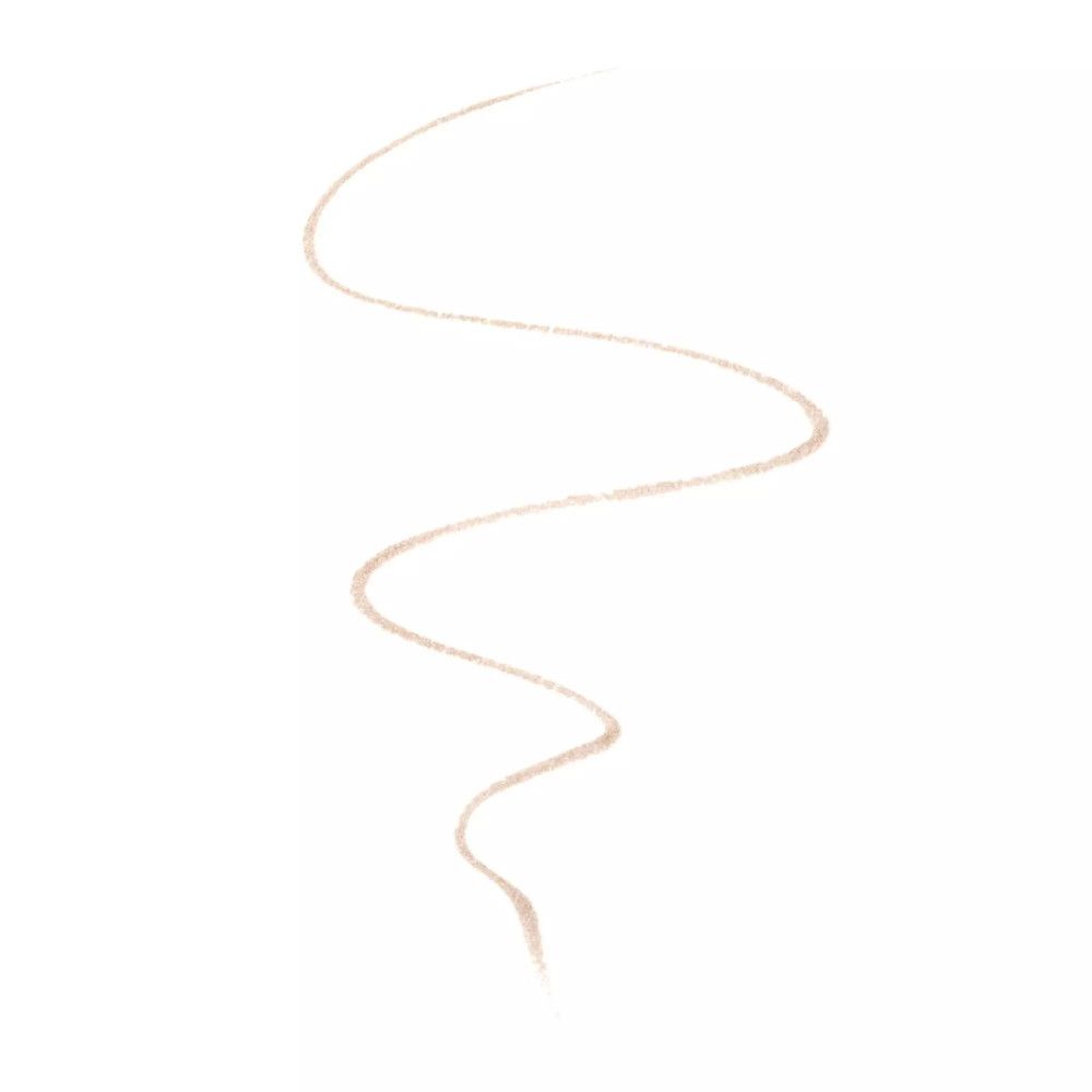 Hellbraune, geschwungene Linie auf weißem Hintergrund. Darstellung der Farbe des Augenbrauenstifts.